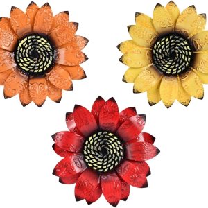YEAHOME Decoración de pared de girasol, decoración de pared de flores de metal de 9 pulgadas, decoración de jardín de girasol para colgar para YEAHOME Decoración de pared de girasol, decoración de pared de flores de metal de 9 pulgadas, decoración de jardín de girasol para colgar para