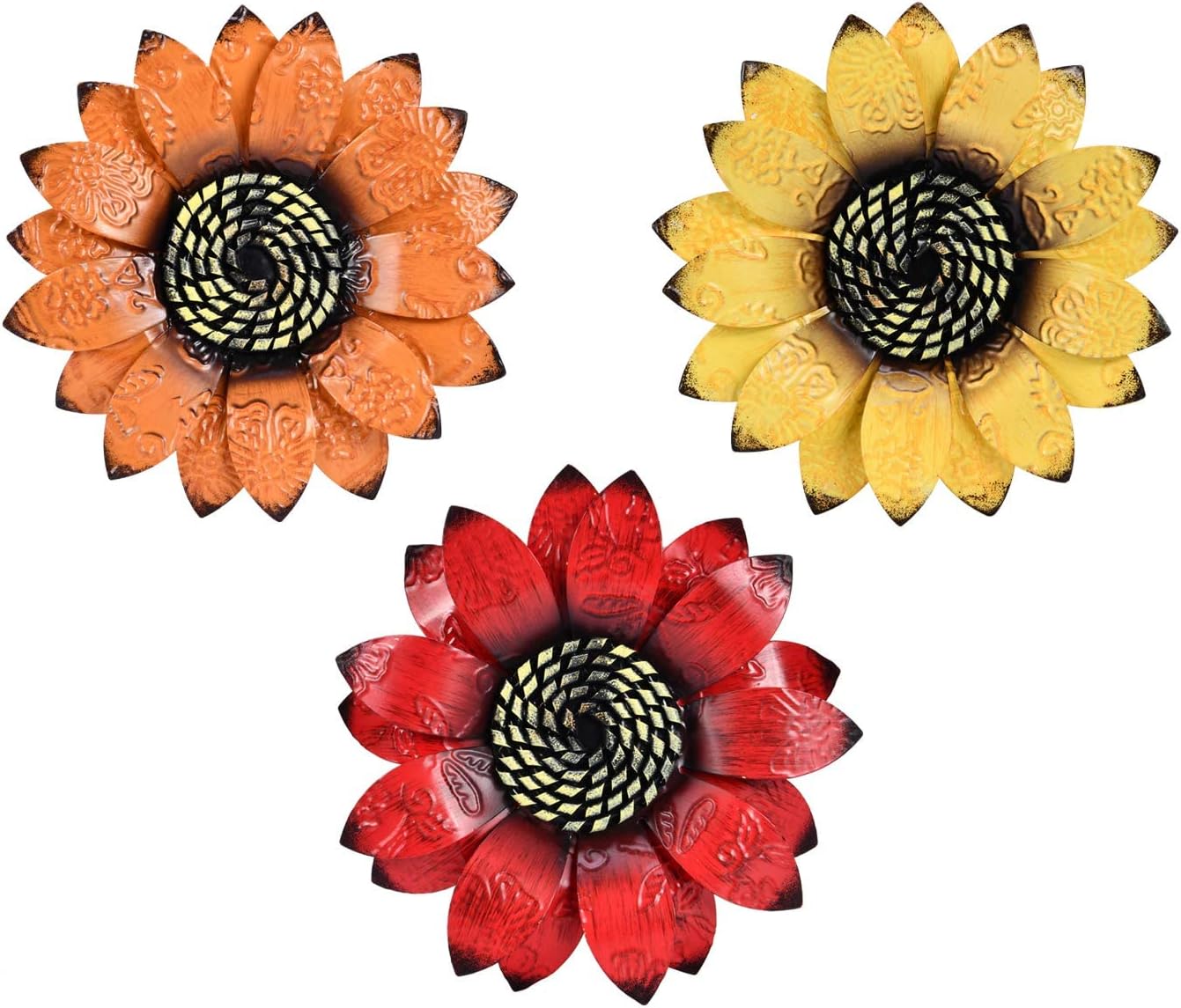 YEAHOME Decoración de pared de girasol, decoración de pared de flores de metal de 9 pulgadas, decoración de jardín de girasol para colgar para