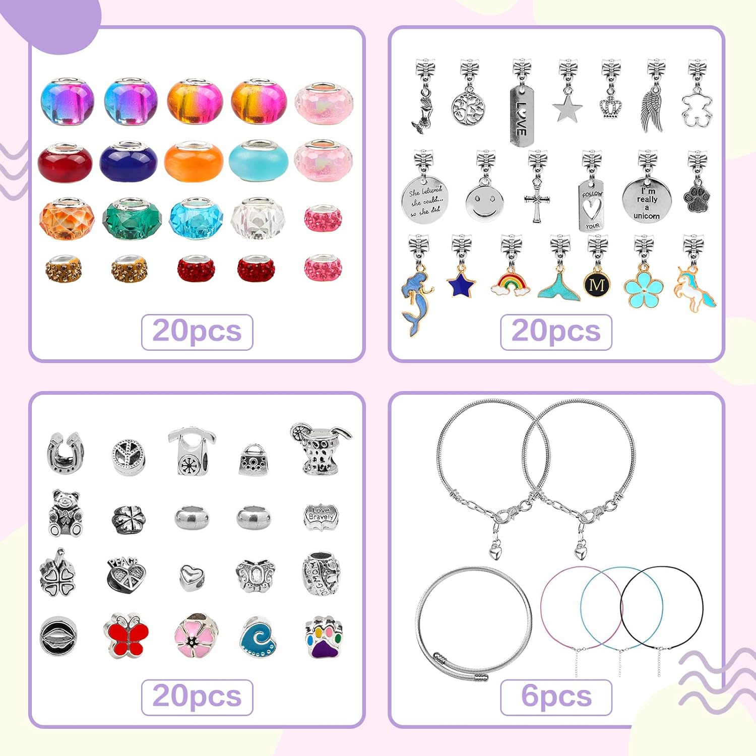 mearens Kit de fabricación de pulseras de 66 piezas, pulseras de cuentas de joyería, manualidades para niñas, juego de joyería para artes y