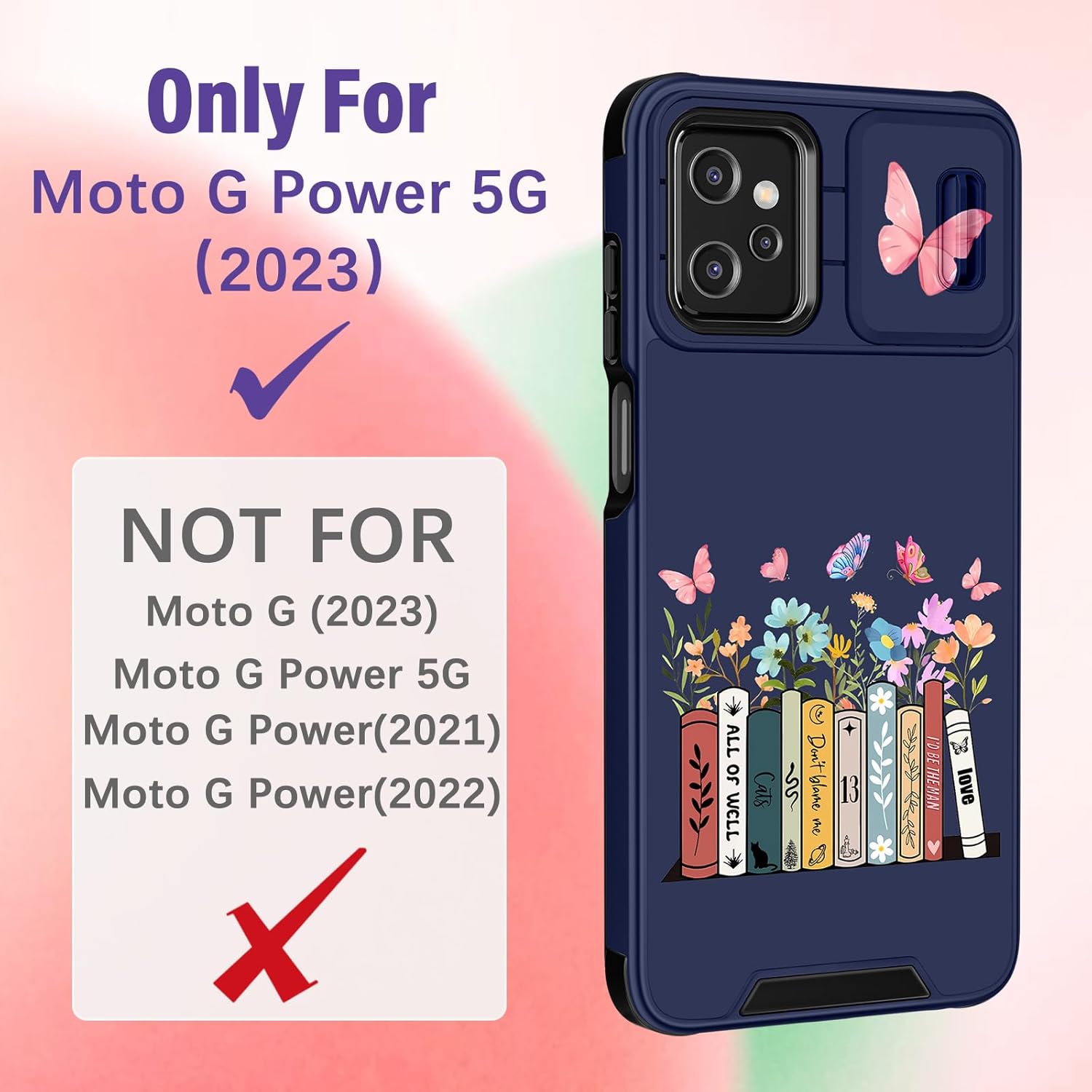 Funda 2 en 1 para Moto G Power 5G 2023 para mujeres y niñas, linda funda de teléfono femenina, adolescente, niñas, diseño de dibujos animados de