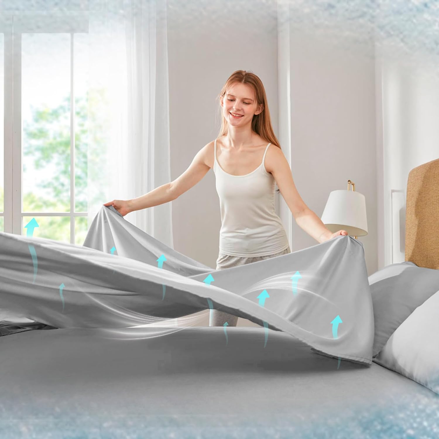 Comfort Spaces Coolmax – Juego de sábanas suaves que absorben la humedad, suaves y resistentes a la decoloración, bolsillo profundo elástico que se