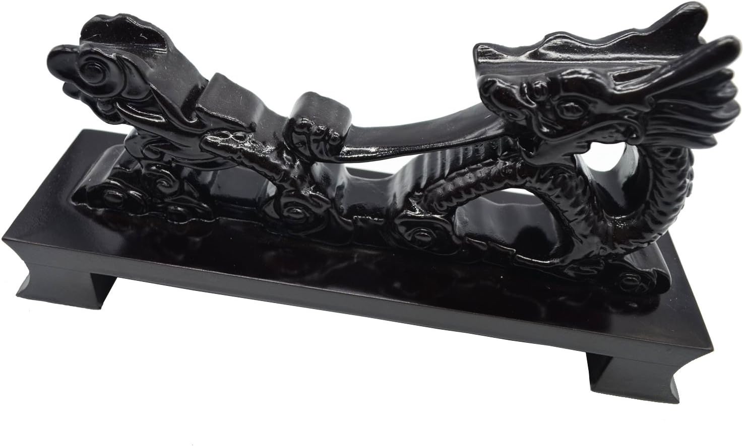 Espada samurái de dragón negro de resina Katana Wakizashi Tanto soporte de exhibición