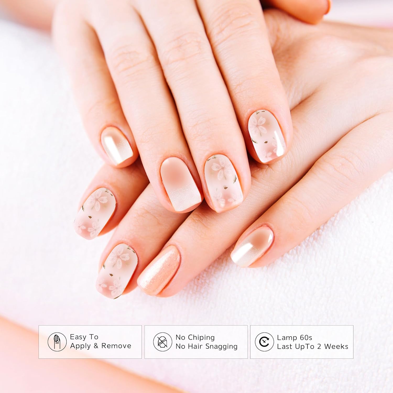 Tiras de uñas de gel semicuradas, envolturas de uñas de gel fáciles de usar, 20 tiras de uñas de gel semicuradas de larga duración, obtén arte de