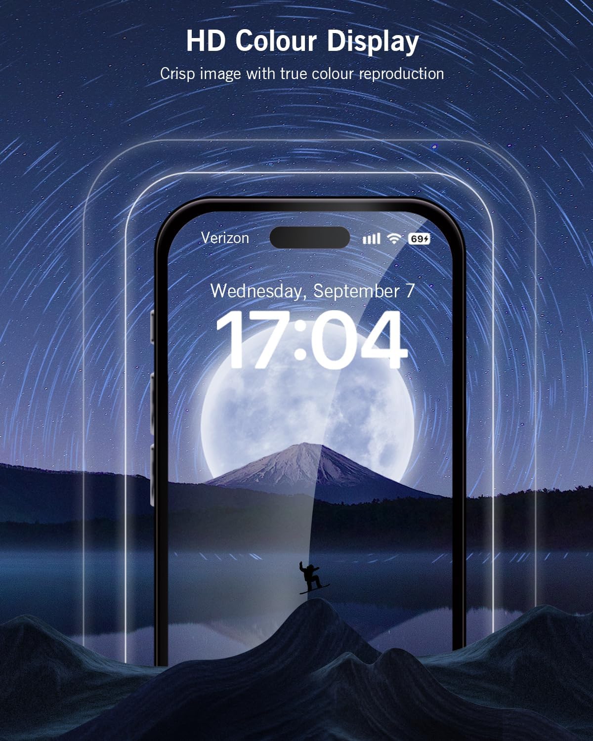 Tipao Paquete de 2 protectores de pantalla para iPhone 15 Pro Zero Bubble, protección de sensor, instalación automática de eliminación de polvo,