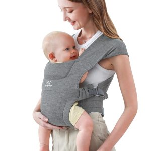 MOMTORY Portabebés mejorado para recién nacidos, acogedor portabebés (7-25 libras), con gancho y bucle para ajustarse fácilmente, tela suave, gris MOMTORY Portabebés mejorado para recién nacidos, acogedor portabebés (7-25 libras), con gancho y bucle para ajustarse fácilmente, tela suave, gris