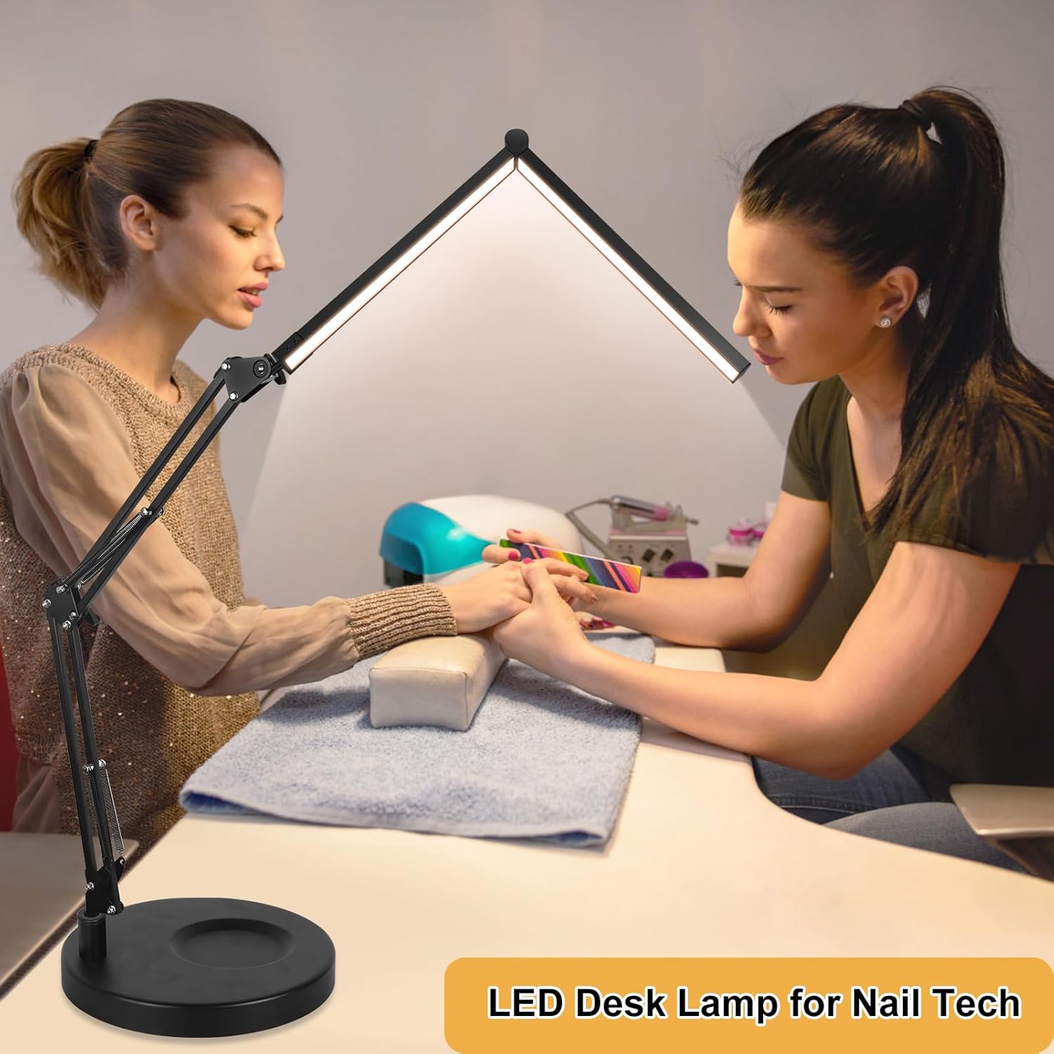 Lámparas de escritorio 2 en 1 para tecnología de uñas, lámpara de escritorio LED grande de 24 W con control remoto, lámpara de arquitecto doble,