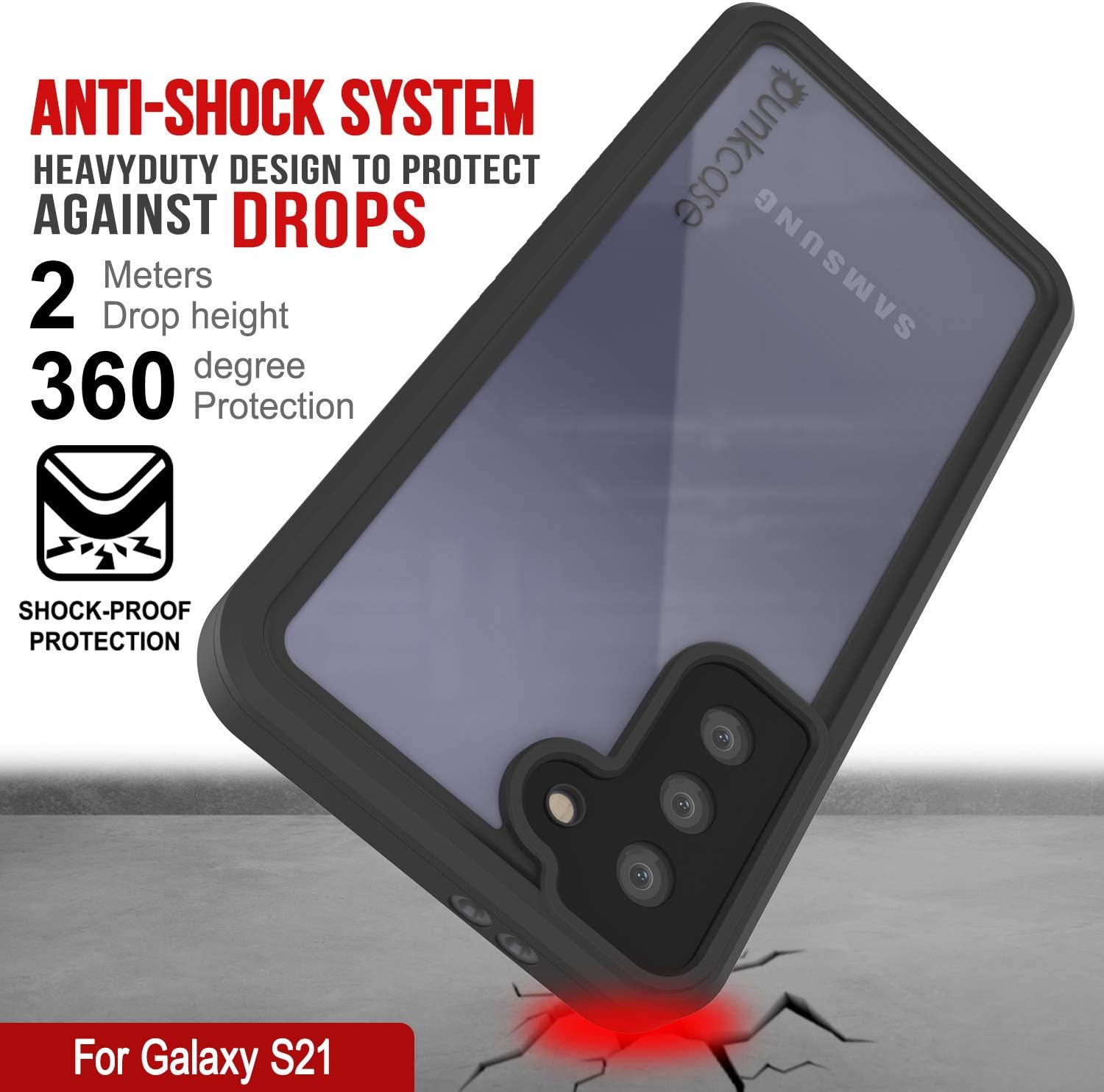 Punkcase Funda impermeable para Galaxy S21 serie extrema ajuste ajustado certificado IP68 a prueba de golpes a prueba de suciedad a prueba de nieve