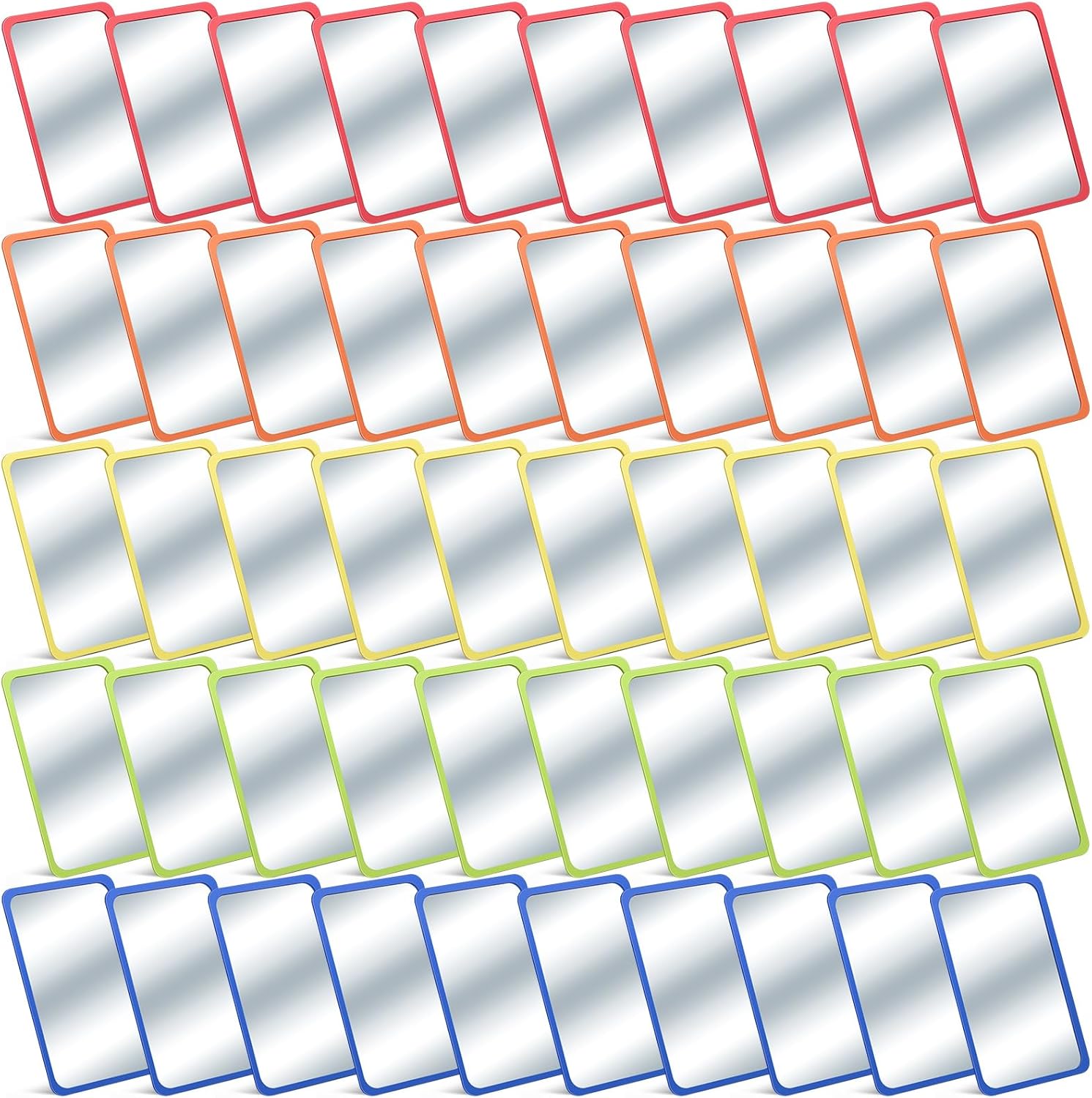 50 espejos pequeños para manualidades, preescolar, a prueba de roturas, espejo de plástico para niños, 6 x 4 pulgadas, esquinas redondas, cuadrado,