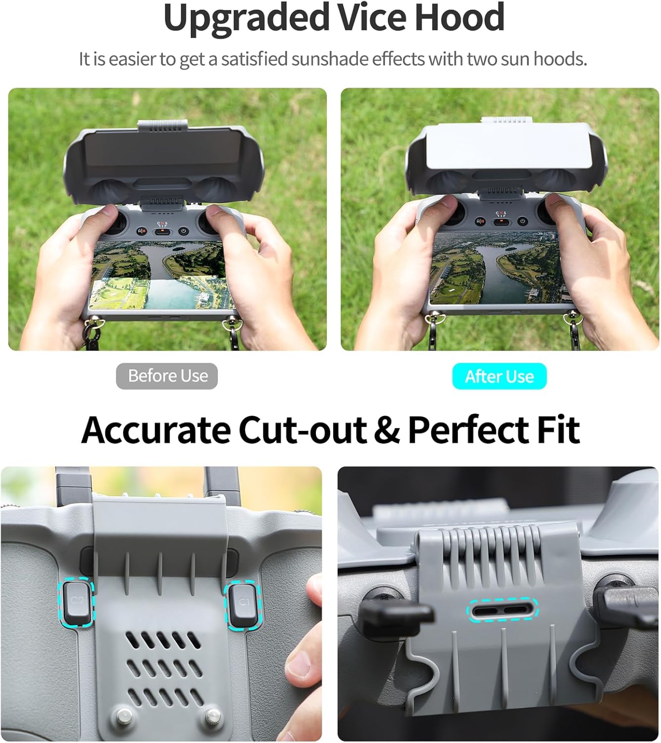FSIDIWT Mini 4 Pro RC 2 Controlador Sun Hood Cover para DJI Mini 4 Pro Accesorios, 2 en 1 RC 2 Joysticks Protector para DJI Mini 4 ProAir 3 Drone,