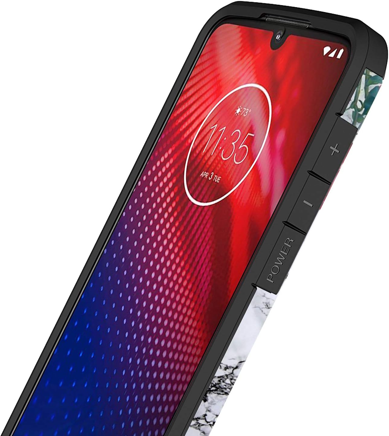 Rosebono – Funda compatible con Motorola Moto Z4Z4 Play, delgada, híbrida, a prueba de golpes, funda de armadura gráfica para Motorola Moto Z4Z4