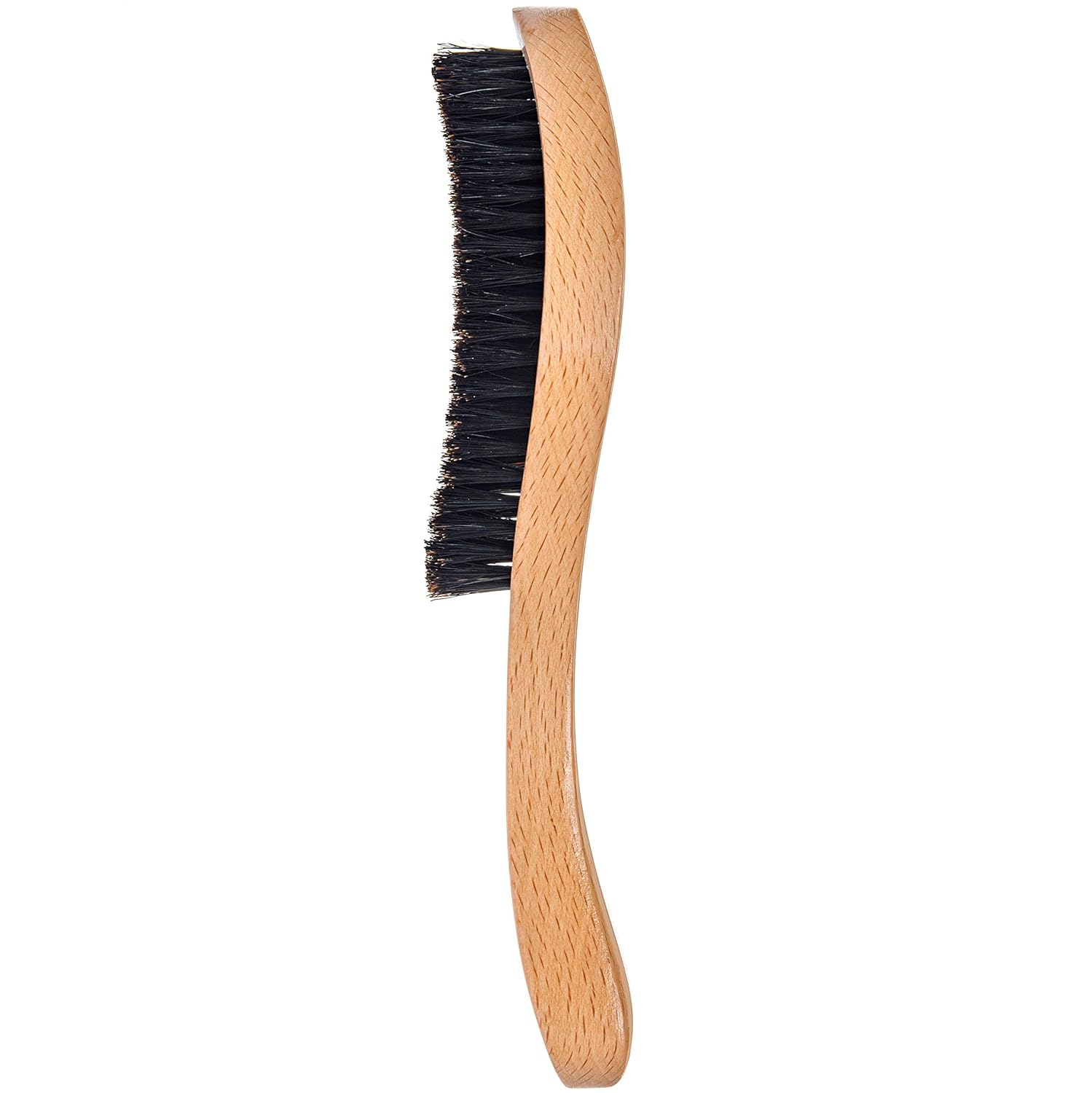 GranNaturals Cepillo de onda media y cepillo alisador para el cabello, cepillo de cerdas de jabalí curvadas para 360 ondas y cepillo de espalda lisa