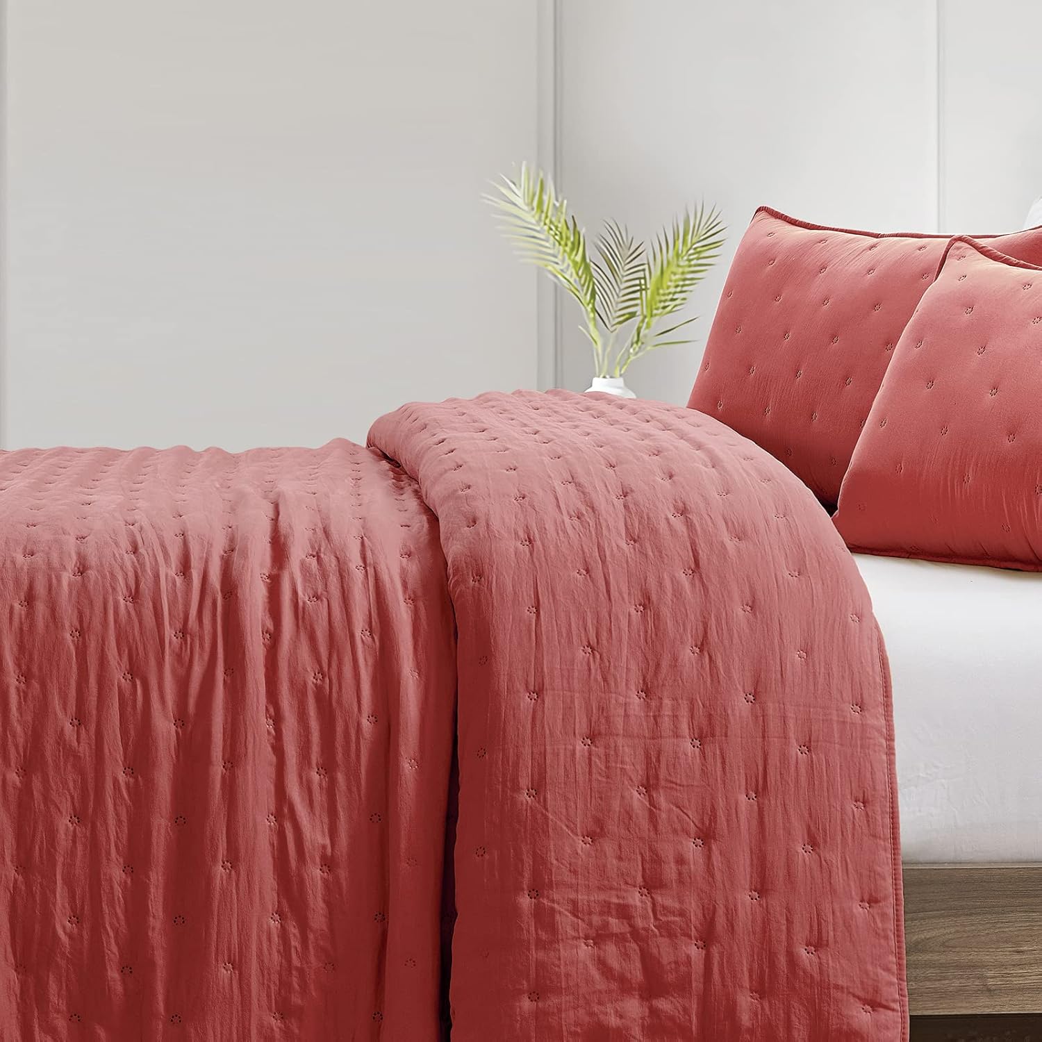 Mocaletto Juego de edredones reversibles tamaño individual, edredón rojo de 2 piezas con fundas de almohada, colcha de microfibra con patrón de