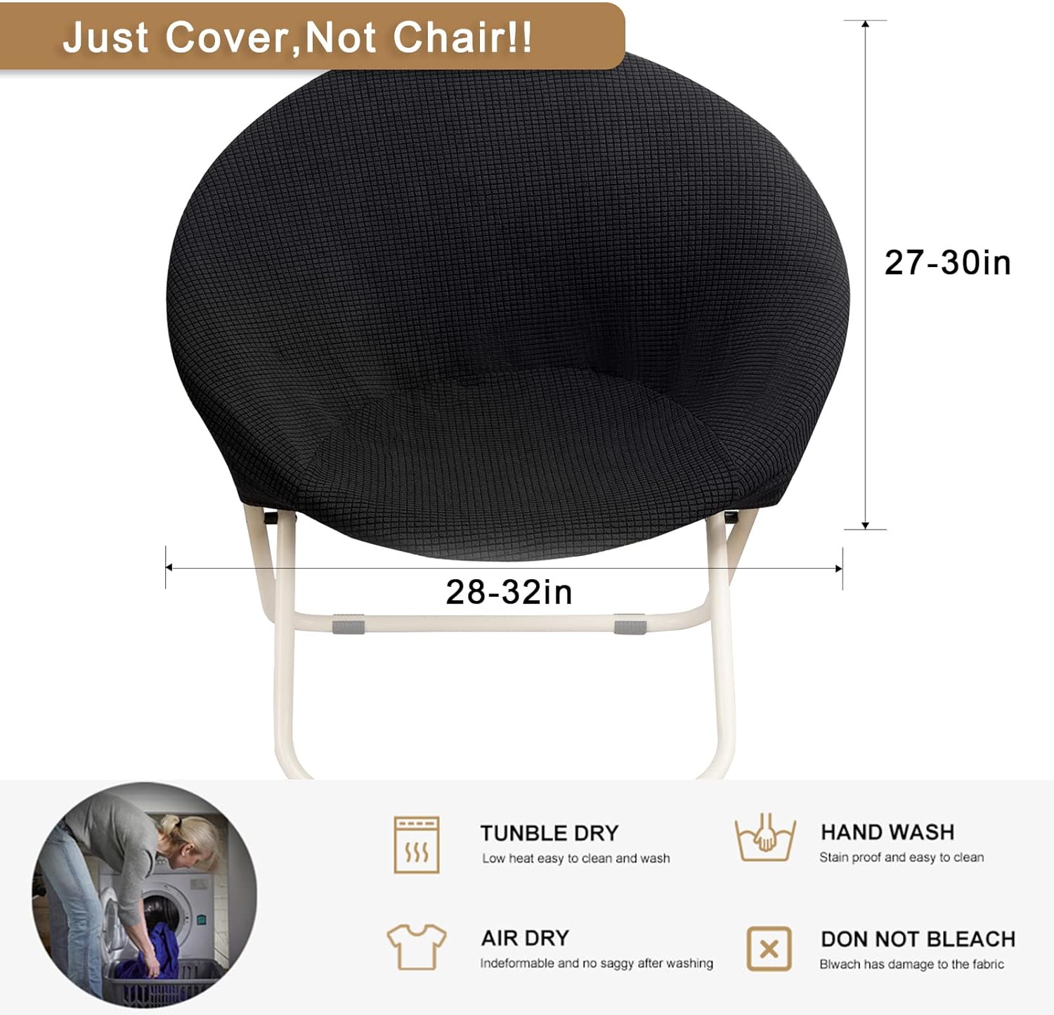 SearchI Solo funda elástica para silla redonda con platillo, fundas de silla jacquard de luna, protector de asientos de repuesto, tela de elastano