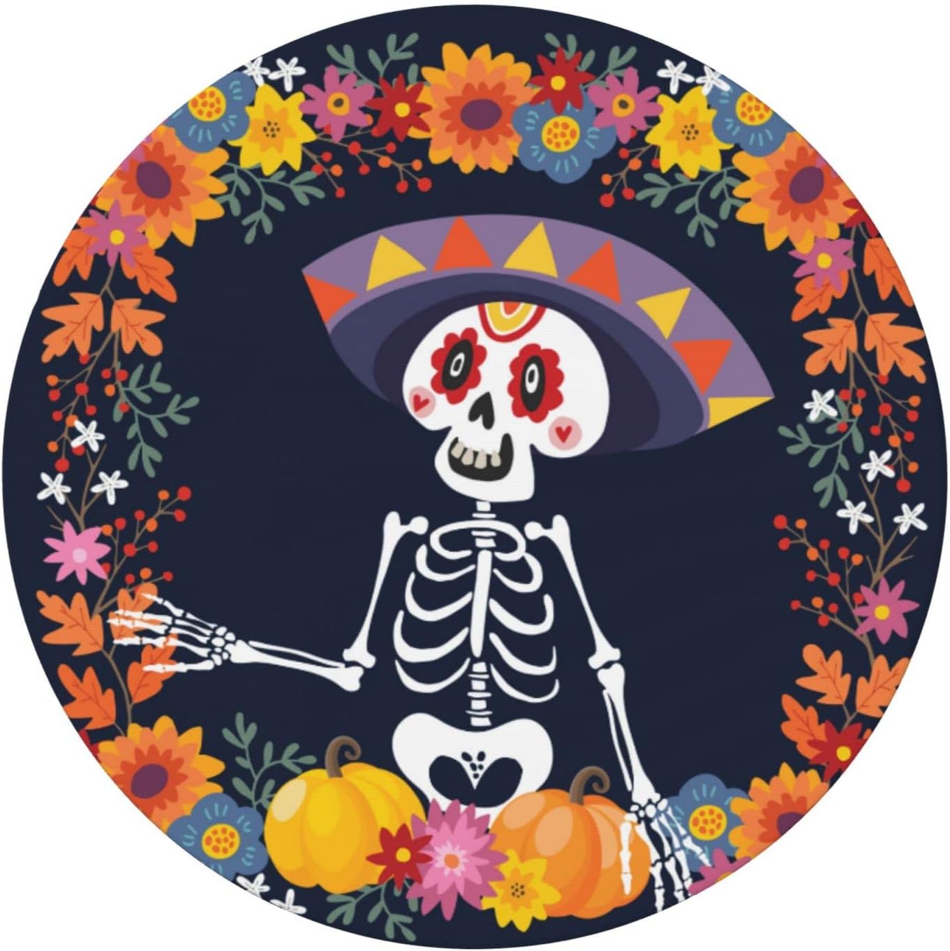 Day of The Dead – Mantel redondo ajustable con diseño de calavera mexicana, impermeable, con borde elástico, para interiores y exteriores, se adapta