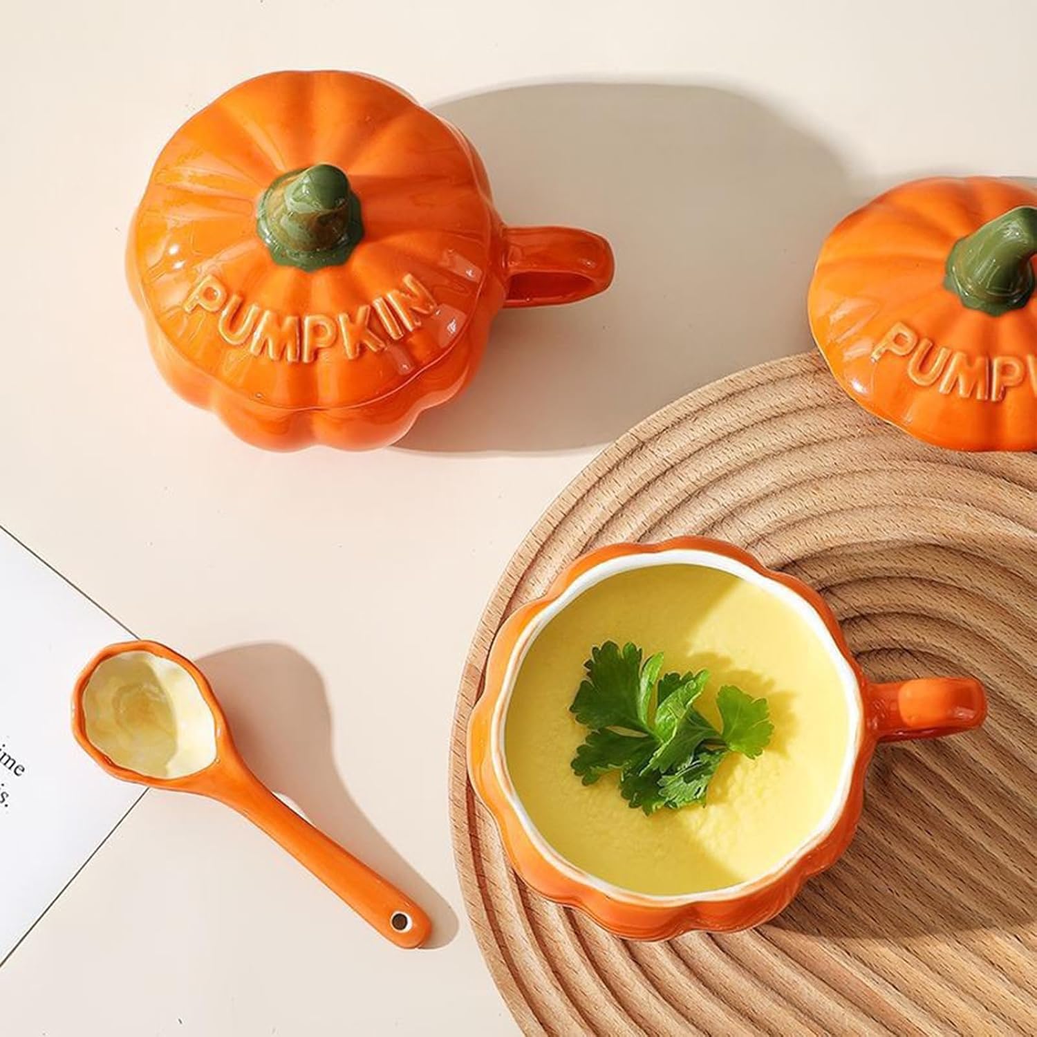 Taza de café y tazas de té de cerámica de calabaza, tazas divertidas con forma de calabaza de Halloween, tazas de otoño con temática de cosecha de