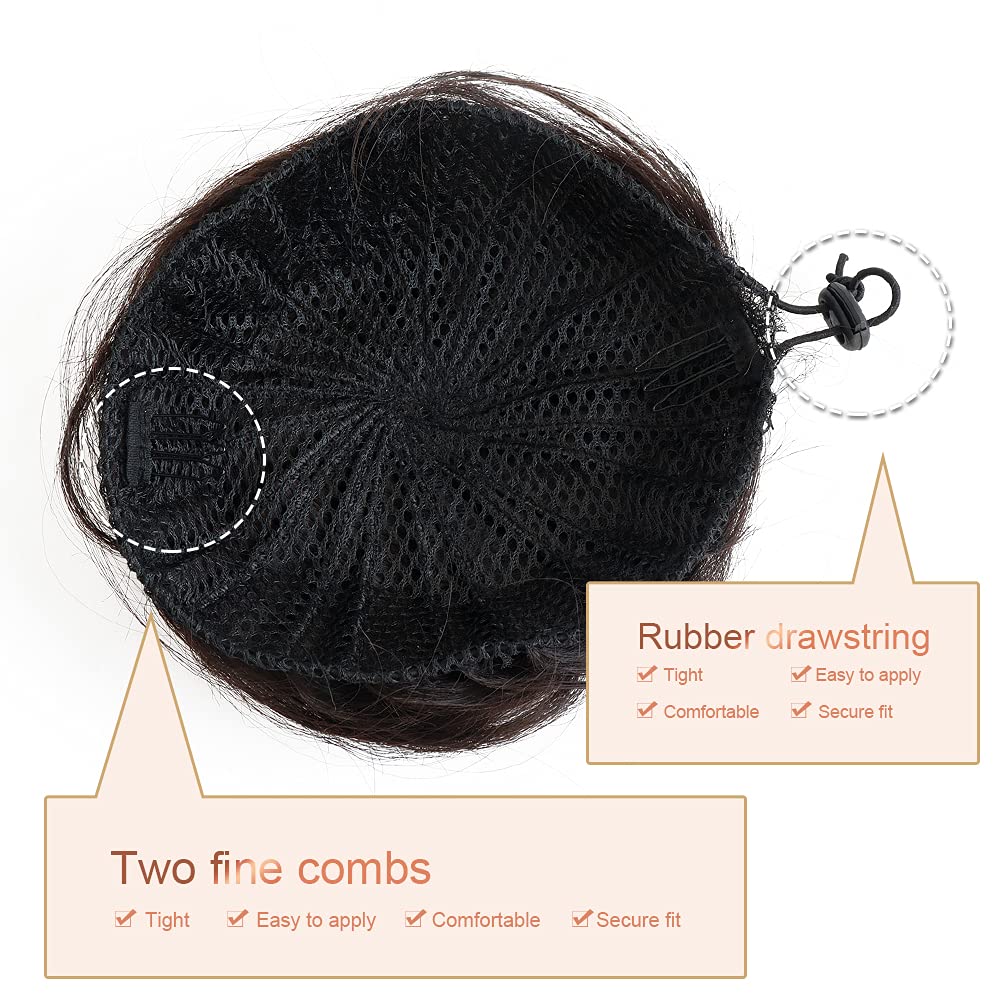 2 piezas de cabello humano desordenado de moño, moño rosa desordenado, moño para mujeres, coleteros de cabello real, extensiones de moño para cola