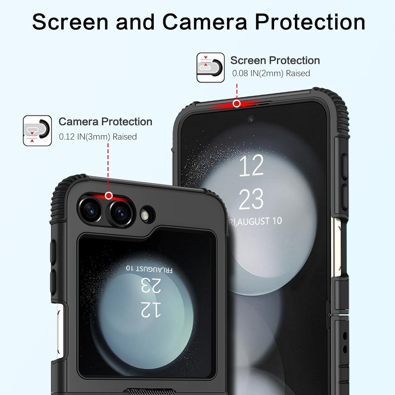 BENTOBEN Funda para Samsung Galaxy Z Flip 5, Z Flip 5 5G, resistente 2 en 1, cuerpo completo, resistente, a prueba de golpes, con anillo, para
