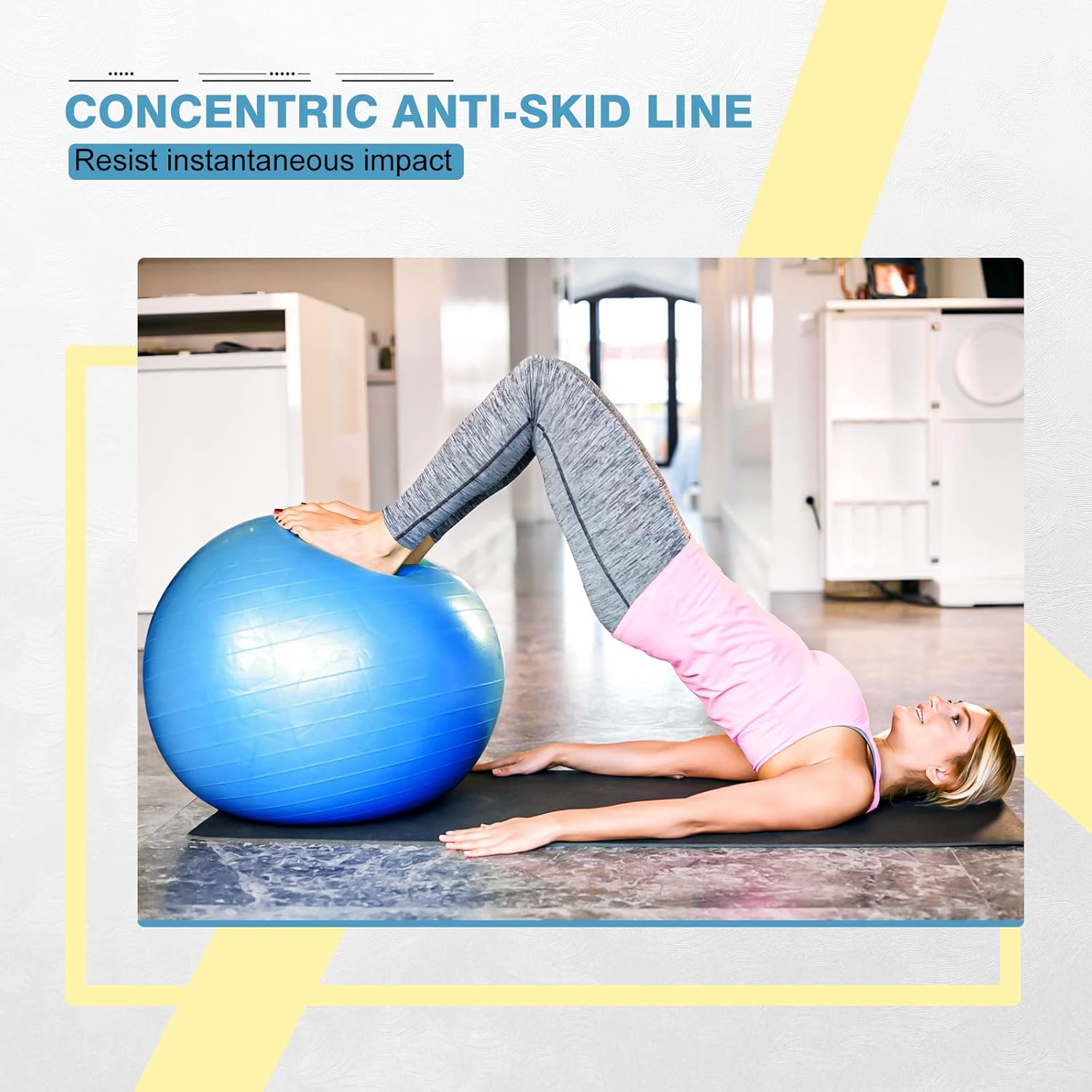 Pelota de yoga, pelota de pilates gruesa antideslizante para embarazo, parto, entrenamiento y entrenamiento básico, pelota de fitness antiestallidos