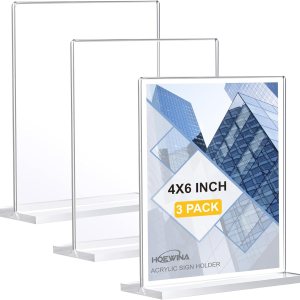 Soporte acrílico para letreros de 4 x 6 pulgadas, paquete de 3 Soporte transparente para letreros de tienda Soportes acrílicos verticales de doble Soporte acrílico para letreros de 4 x 6 pulgadas, paquete de 3 Soporte transparente para letreros de tienda Soportes acrílicos verticales de doble