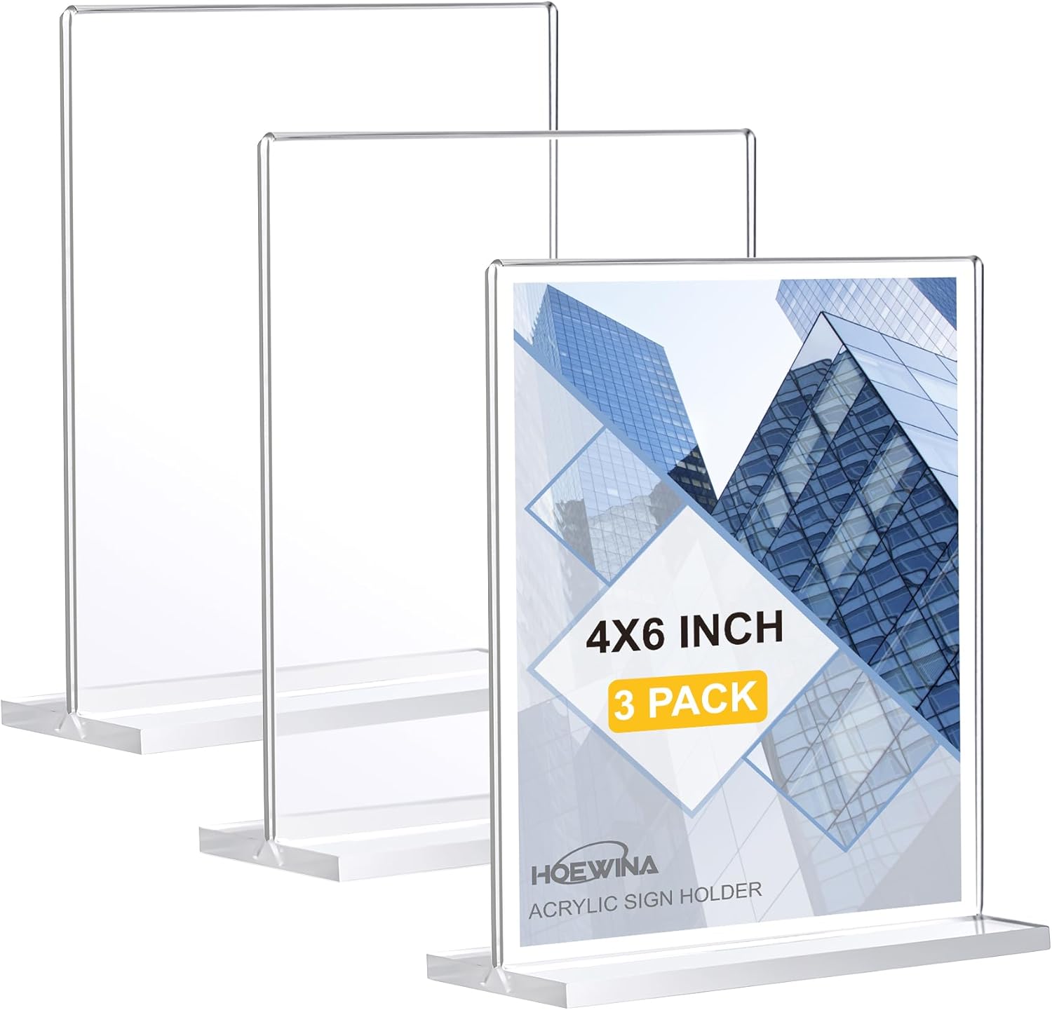 Soporte acrílico para letreros de 4 x 6 pulgadas, paquete de 3  Soporte transparente para letreros de tienda  Soportes acrílicos verticales de doble