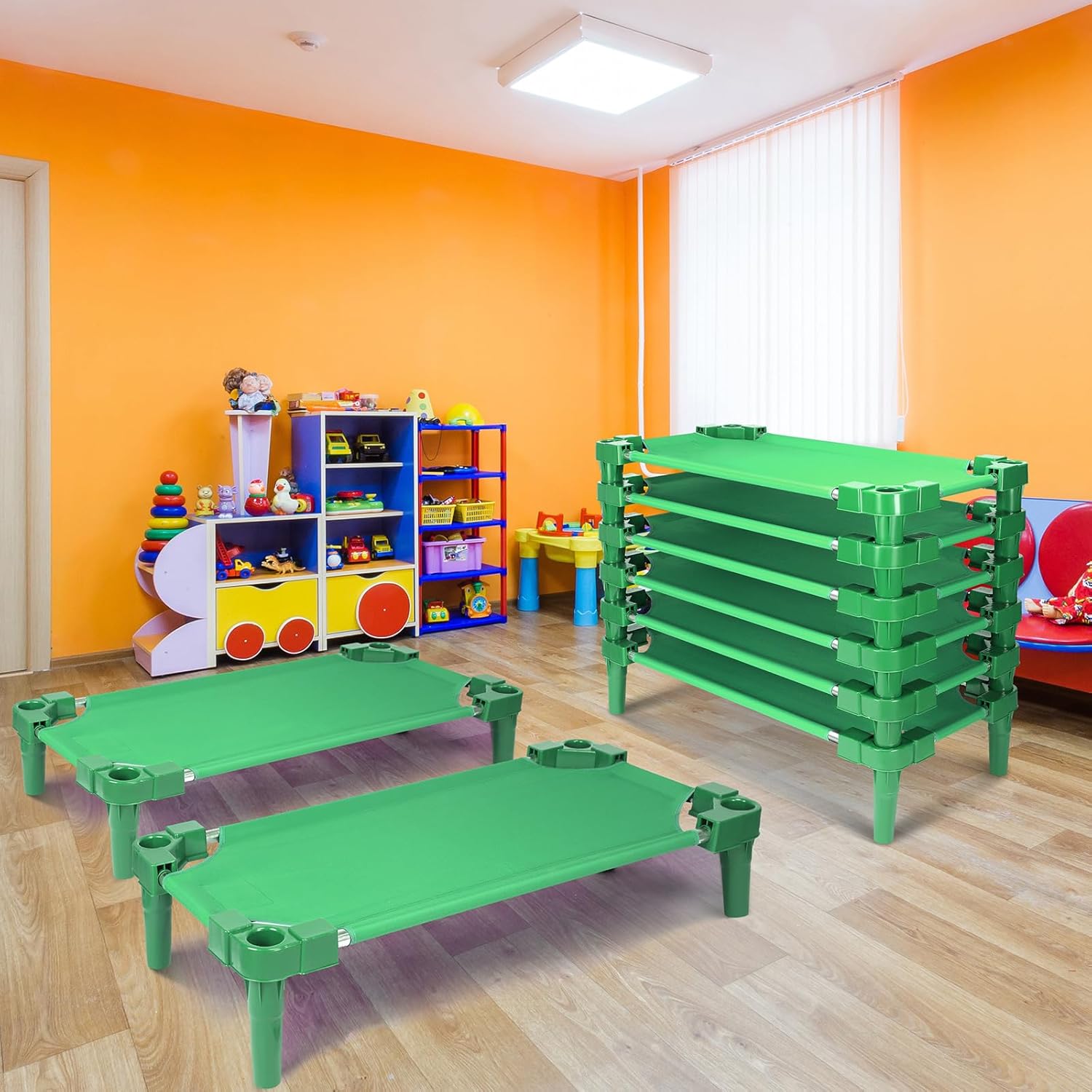 Cunas apilables para niños, 47 pulgadas de largo x 22 pulgadas de ancho, cuna portátil para dormir, cama portátil para muebles de aula preescolar,