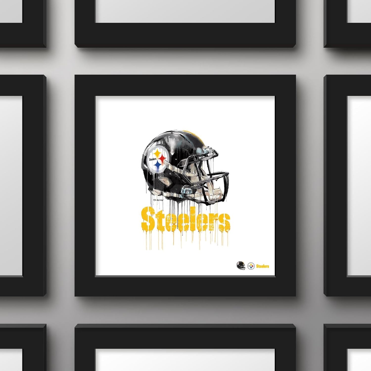 Trends International Gallery Pops NFL Pittsburgh Steelers – Póster de pared con casco de goteo, 12.00 x 12.00 pulgadas, versión del marco negro