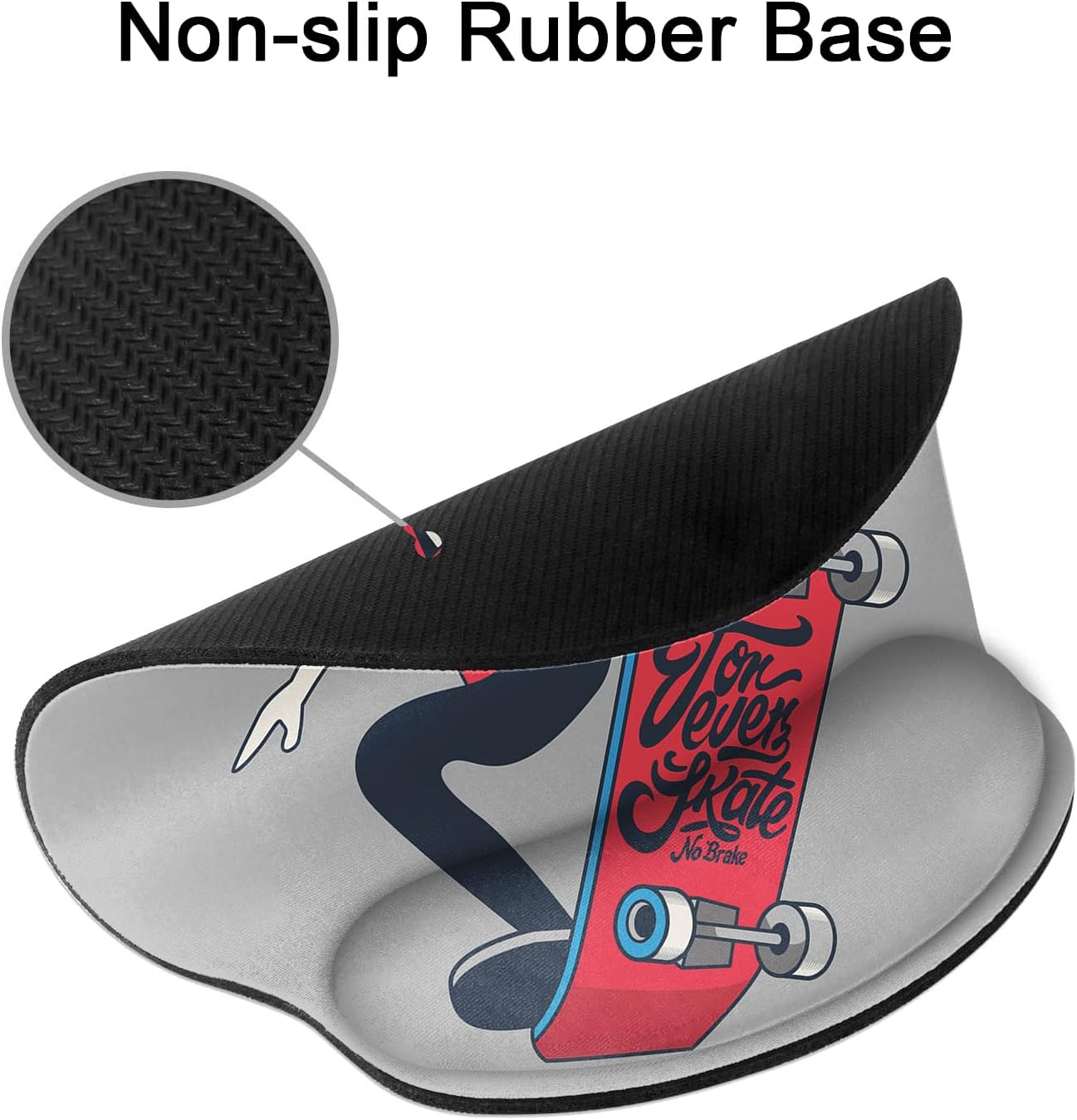 Britimes Alfombrilla de mouse ergonómica con soporte para la muñeca, monopatín rojo, base de goma antideslizante, alfombrilla de mouse para el
