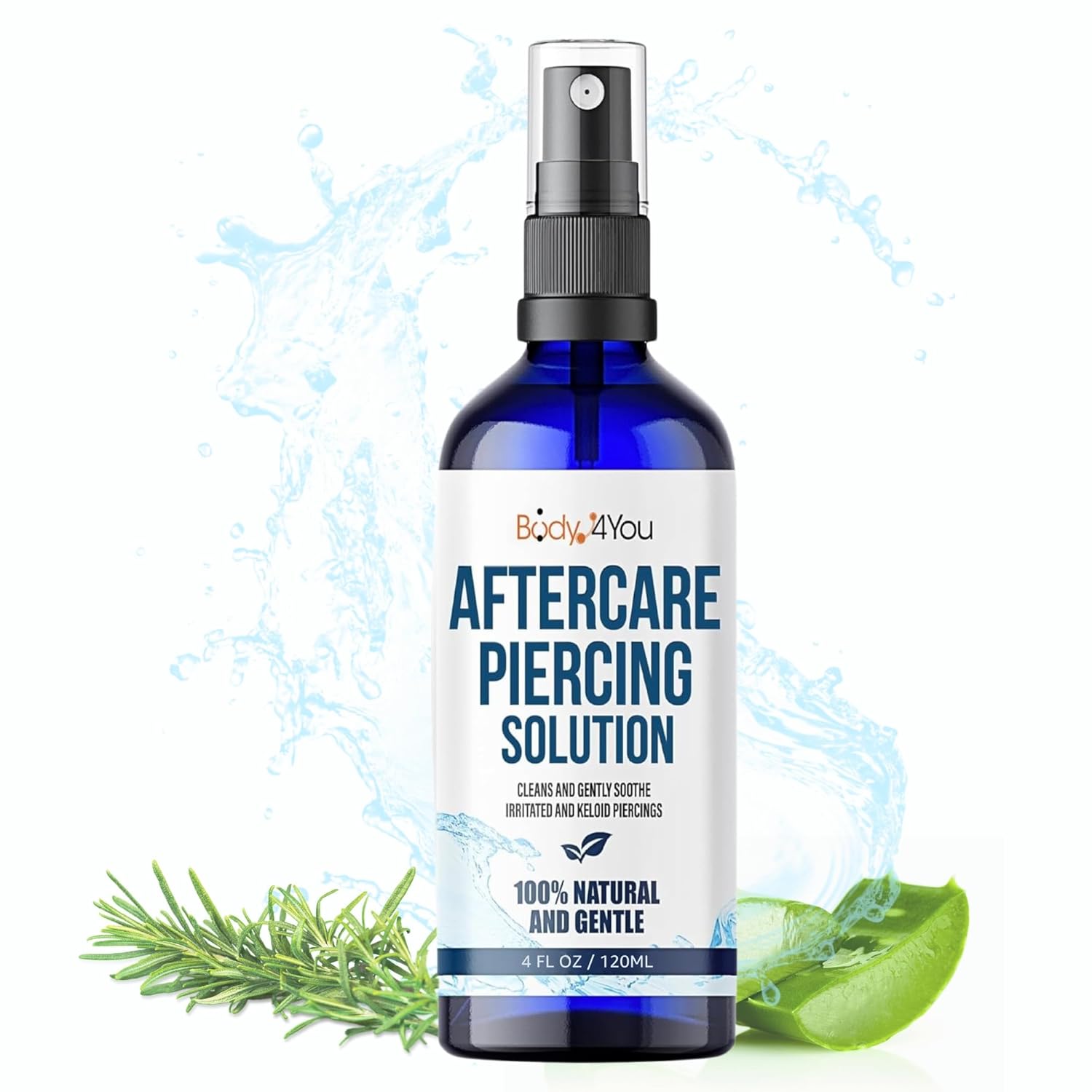 BodyJ4You Aerosol para el cuidado posterior de piercing, solución de limpieza salina, limpiador de piercing de nariz, vientre y oído, tratamiento
