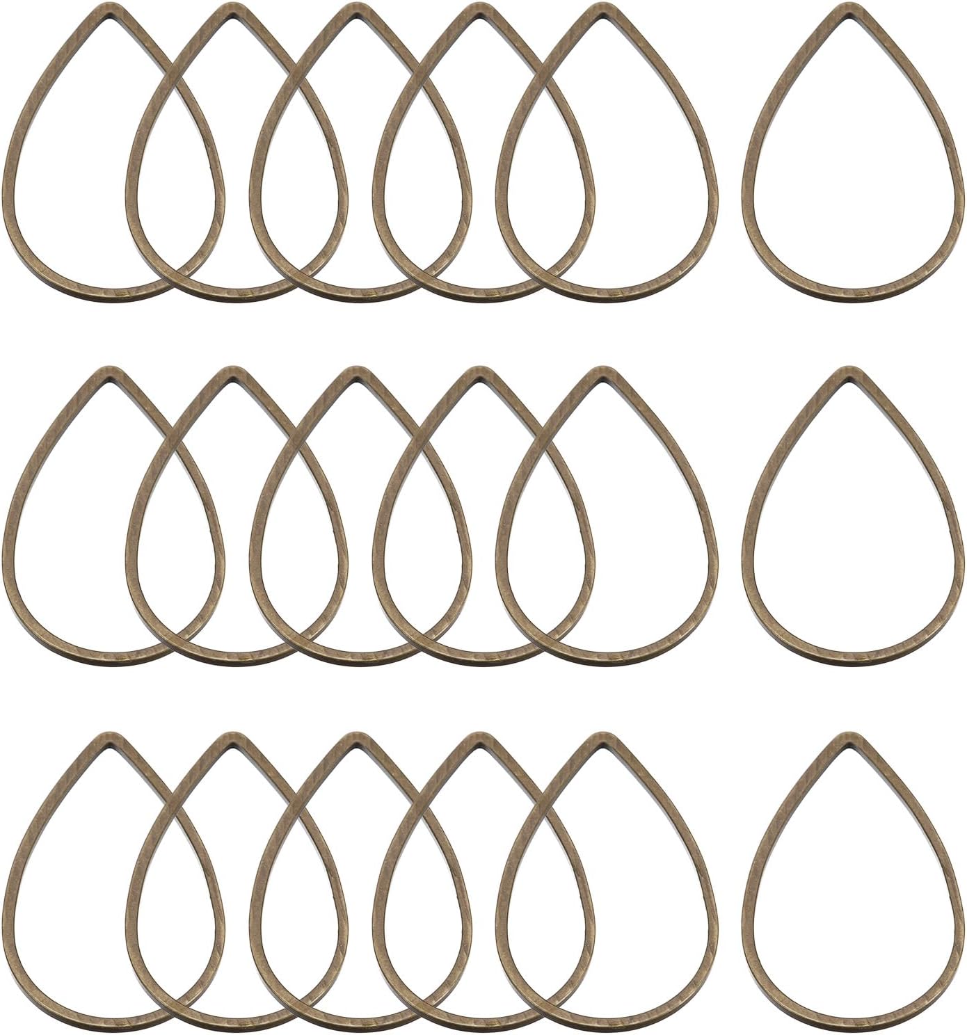 MECCANIXITY Enlace de aro con cuentas de lágrima, bisel abierto para hacer joyas de aretes, Metal, Lágrima