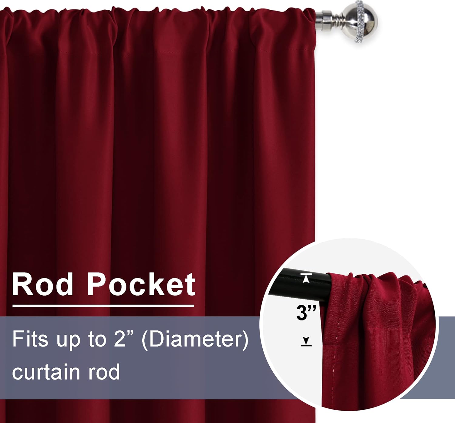 JIUZHEN Cortinas opacas navideñas para dormitorio, con aislamiento térmico, oscurecimiento de habitación, bolsillo para barra, cortinas para sala de