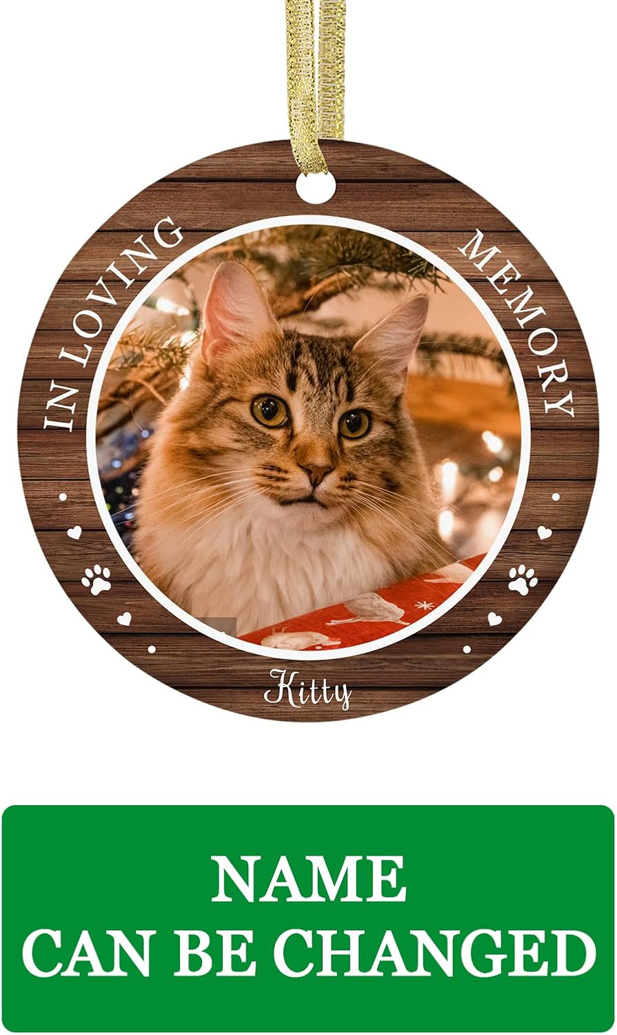 Personalized Christmas Ornaments with Dog Cats Pets 2022 Custom Pet Memorial Photo Ceramic Christmas Ornament Customized Christmas Ornament Dogs