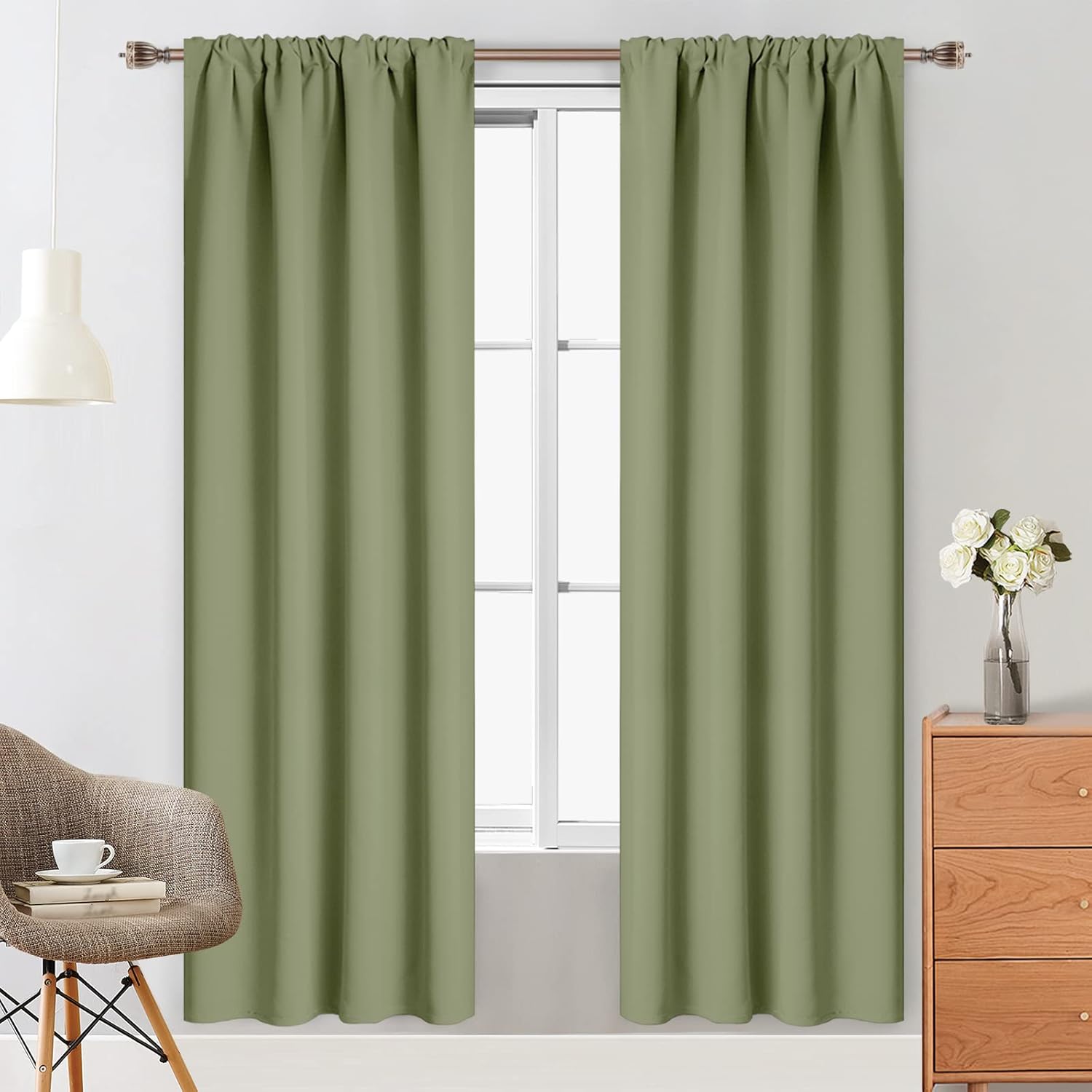 Yakamok – Cortinas opacas con aislamiento térmico y hueco para la barra, dos paneles de cortinas para oscurecer la habitación