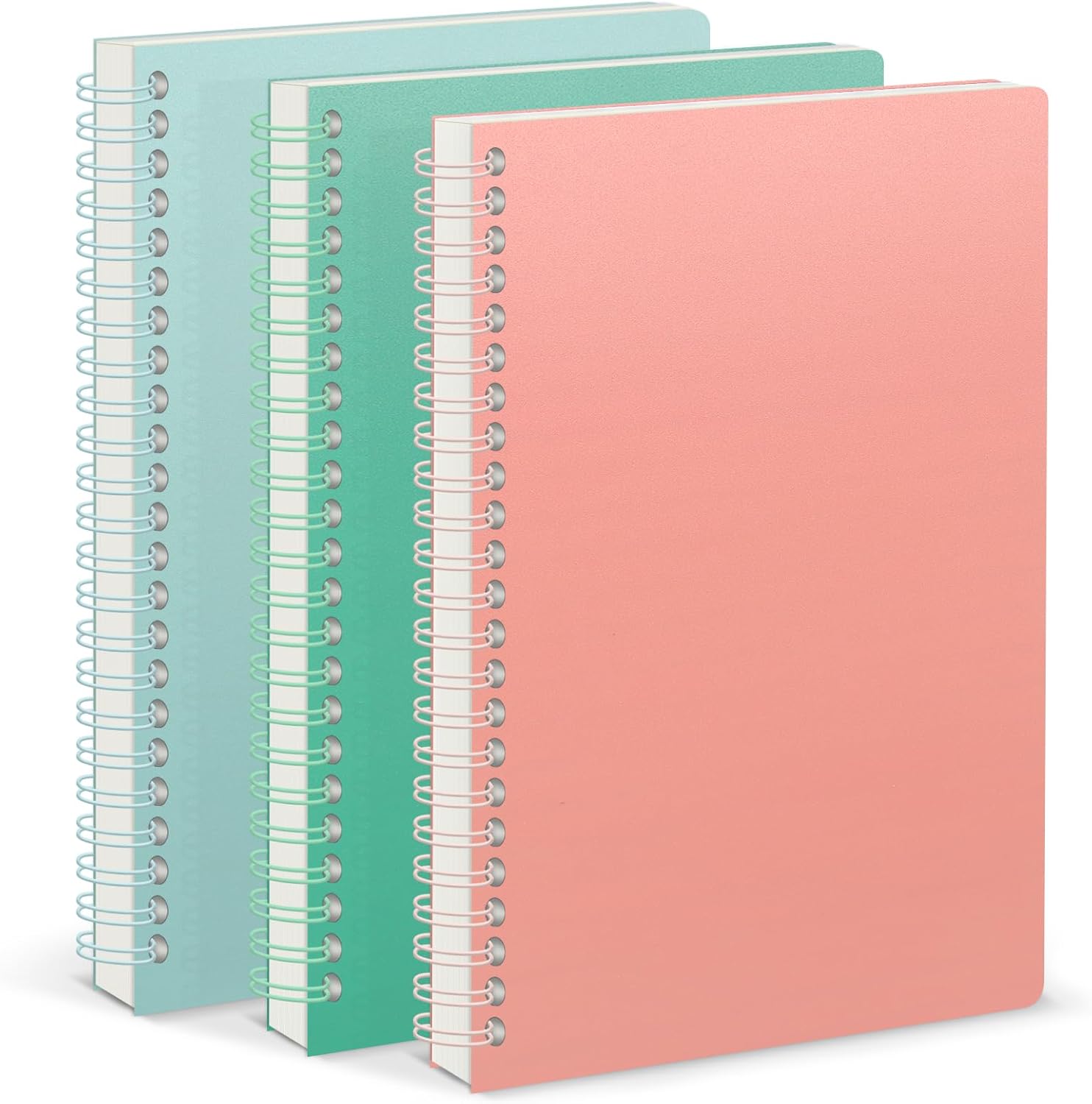 AEE FIRSONE Cuaderno de espiral, paquete de 3 cuadernos A5 a rayas de 5.7 x 8.3 pulgadas, diario en espiral con encuadernación de doble alambre,