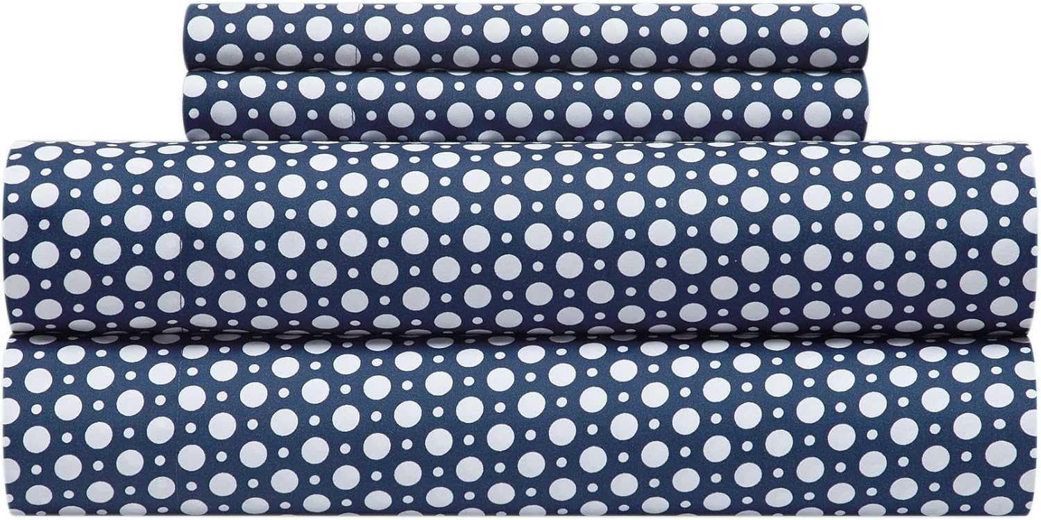 New York & Company Rylie – Juego de sábanas de 3 piezas con diseño geométrico de lunares, incluye 1 encimera, 1 sábana bajera y 1 funda de almohada,