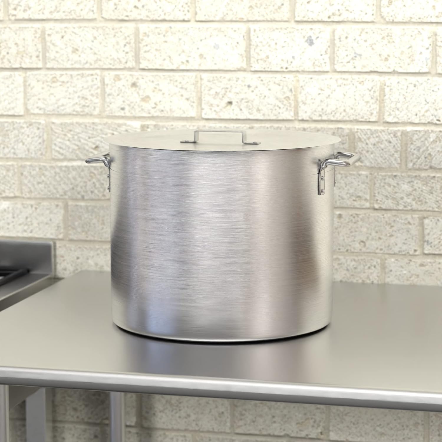 Krollen Industrial Olla de aluminio de peso estándar de 32 cuartos de galón con tapa