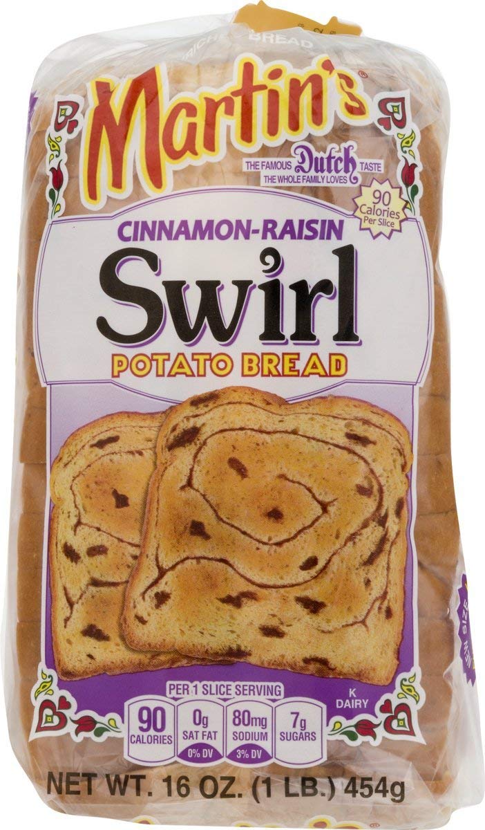 Martin’s Famous Pastry – Pan de patata con remolino de canela, pasas, bolsa de 16 onzas (3 bolsas)
