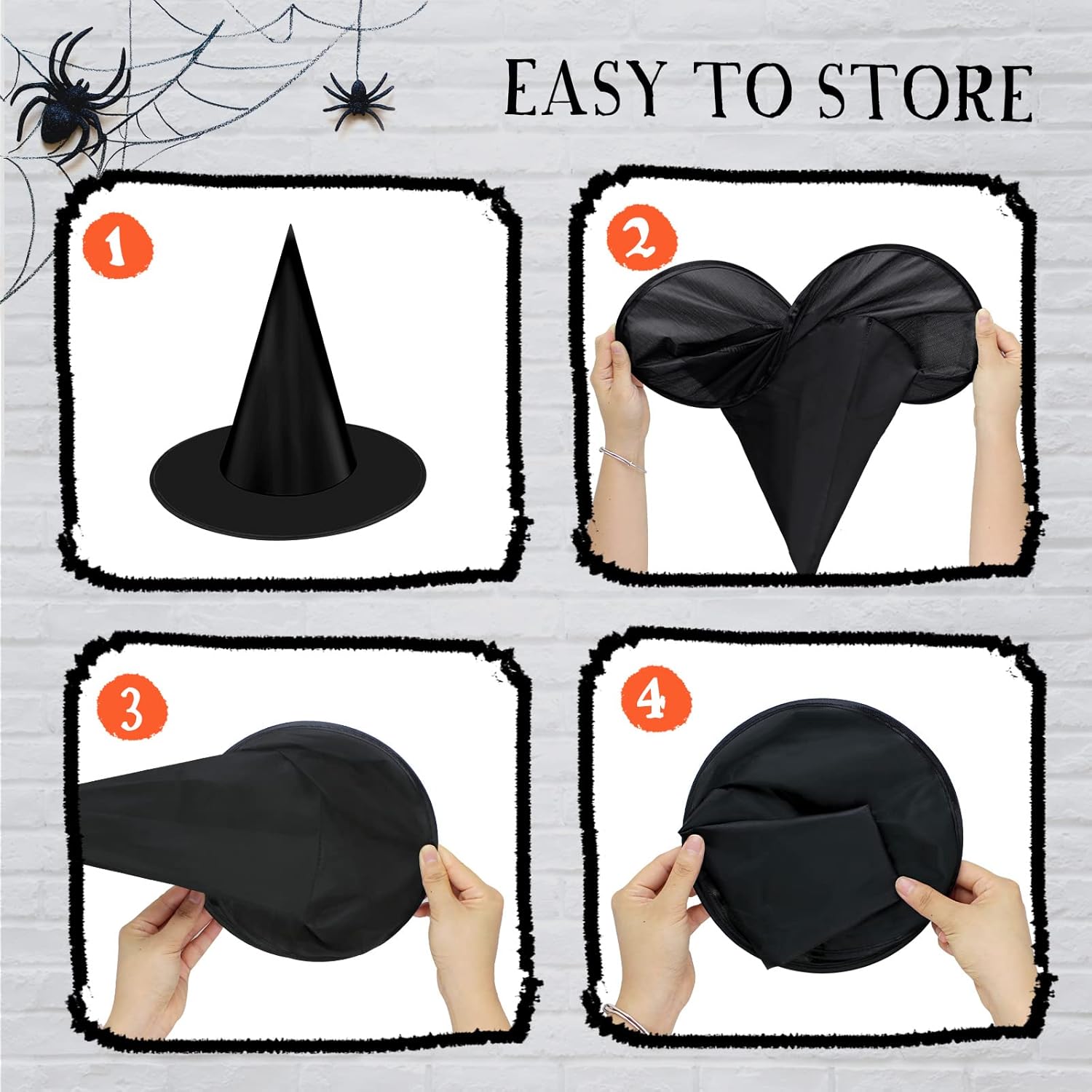 12 sombreros de bruja de Halloween, sombrero de bruja para decoración de Halloween, sombrero de bruja colgante con cuerdas para disfraz de