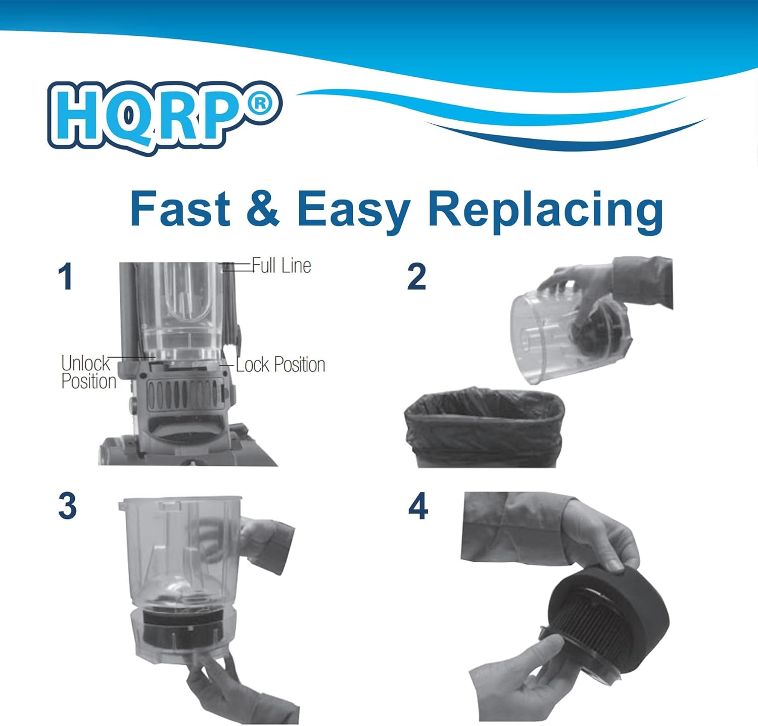 HQRP Juego de filtros circulares H12 compatible con aspiradoras PowerForce sin bolsa Bissell 6579, 6582, 6583, 6584, 6585 Series PowerForce, piezas