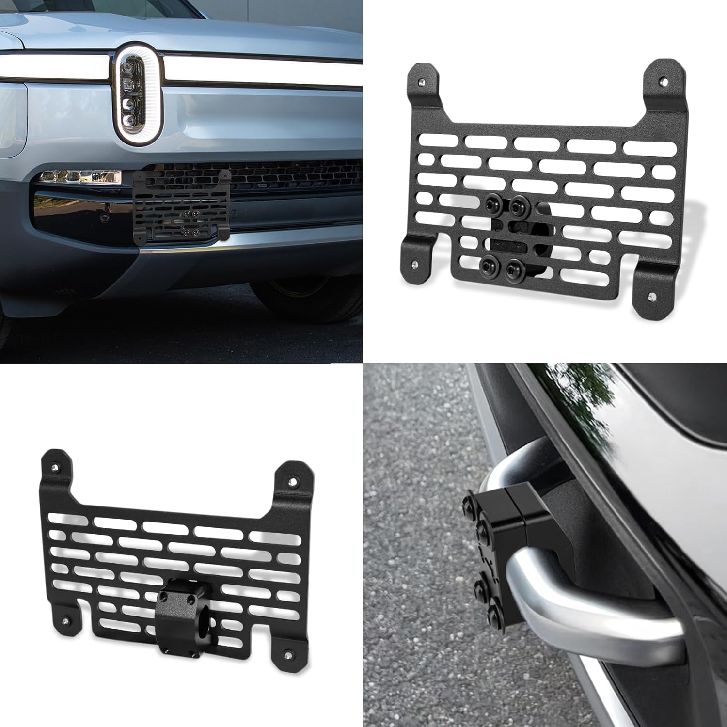 Klutchtech Soporte para placa de matrícula para R1TR1S – Marcos de placa frontal, ganchos de remolque, soporte de placa compatible con accesorios