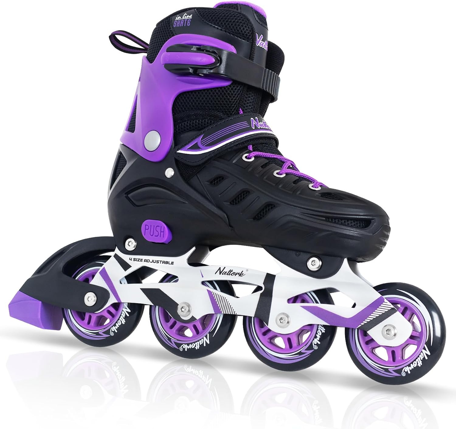 Nattork Patines en línea para niños y niñas, hombres y mujeres, 4 tamaños ajustables, patines de ruedas para principiantes para niños y adultos