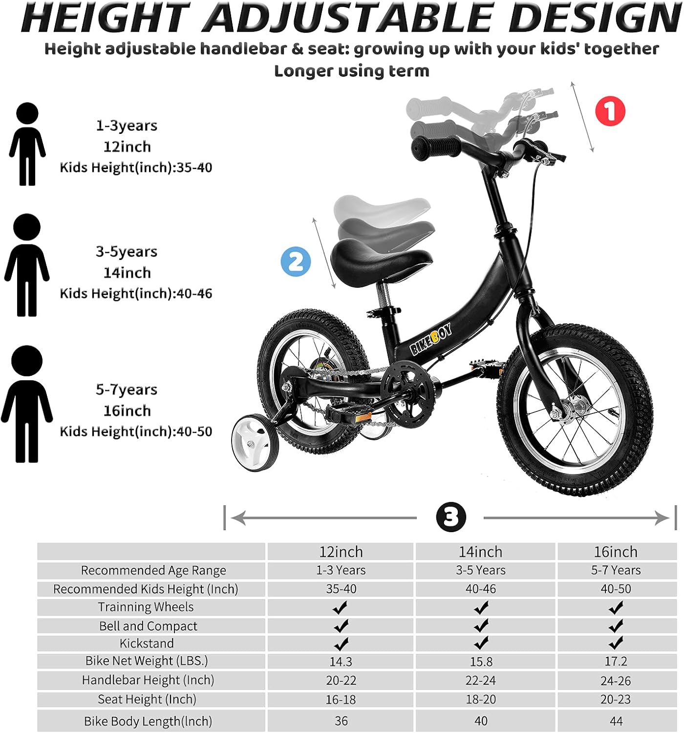bikeboy Bicicleta de equilibrio 2 en 1, el doble uso de una bicicleta de equilibrio para niños y bicicleta para niños pequeños, para 2 3 4 5 6 7