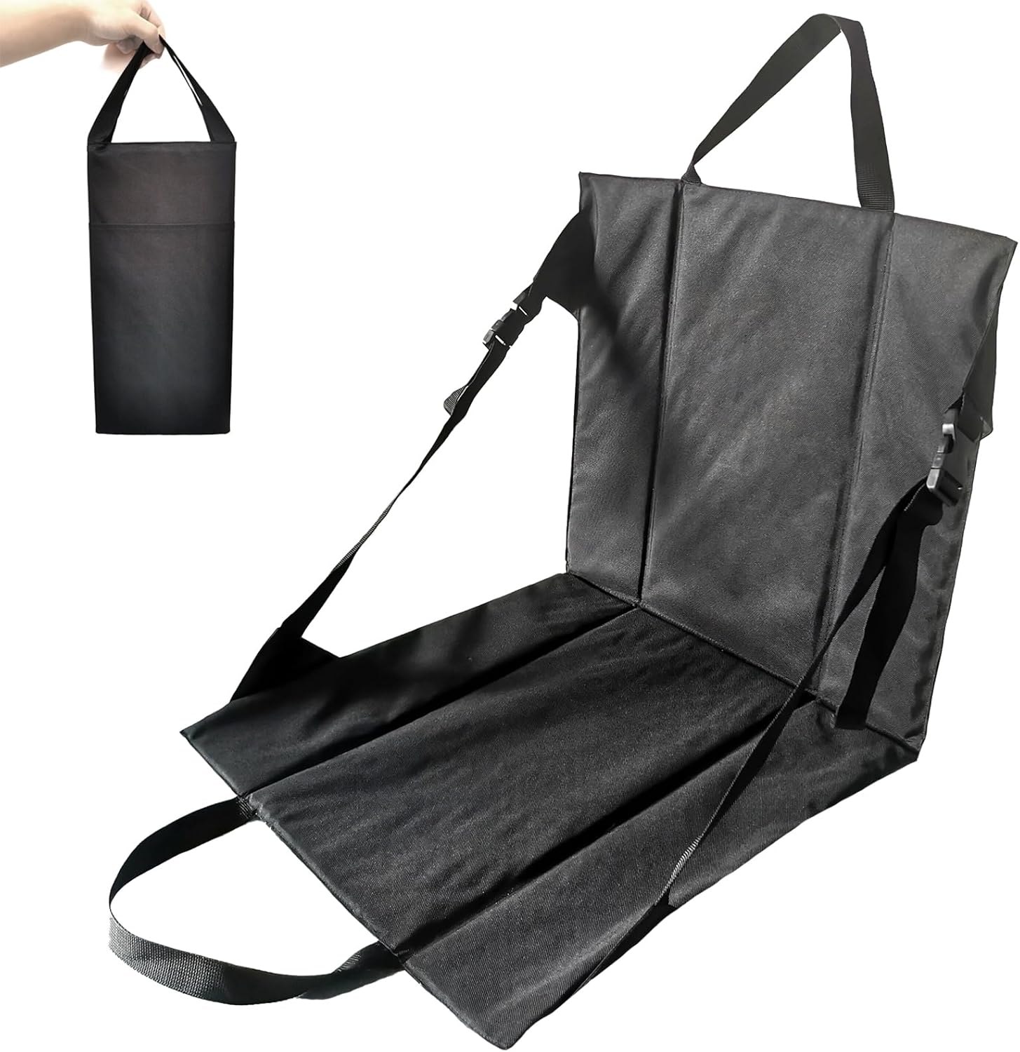 Pozico Cojín de asiento portátil para gradas, asiento ligero plegable con respaldo para deportes al aire libre y conciertos al aire libre