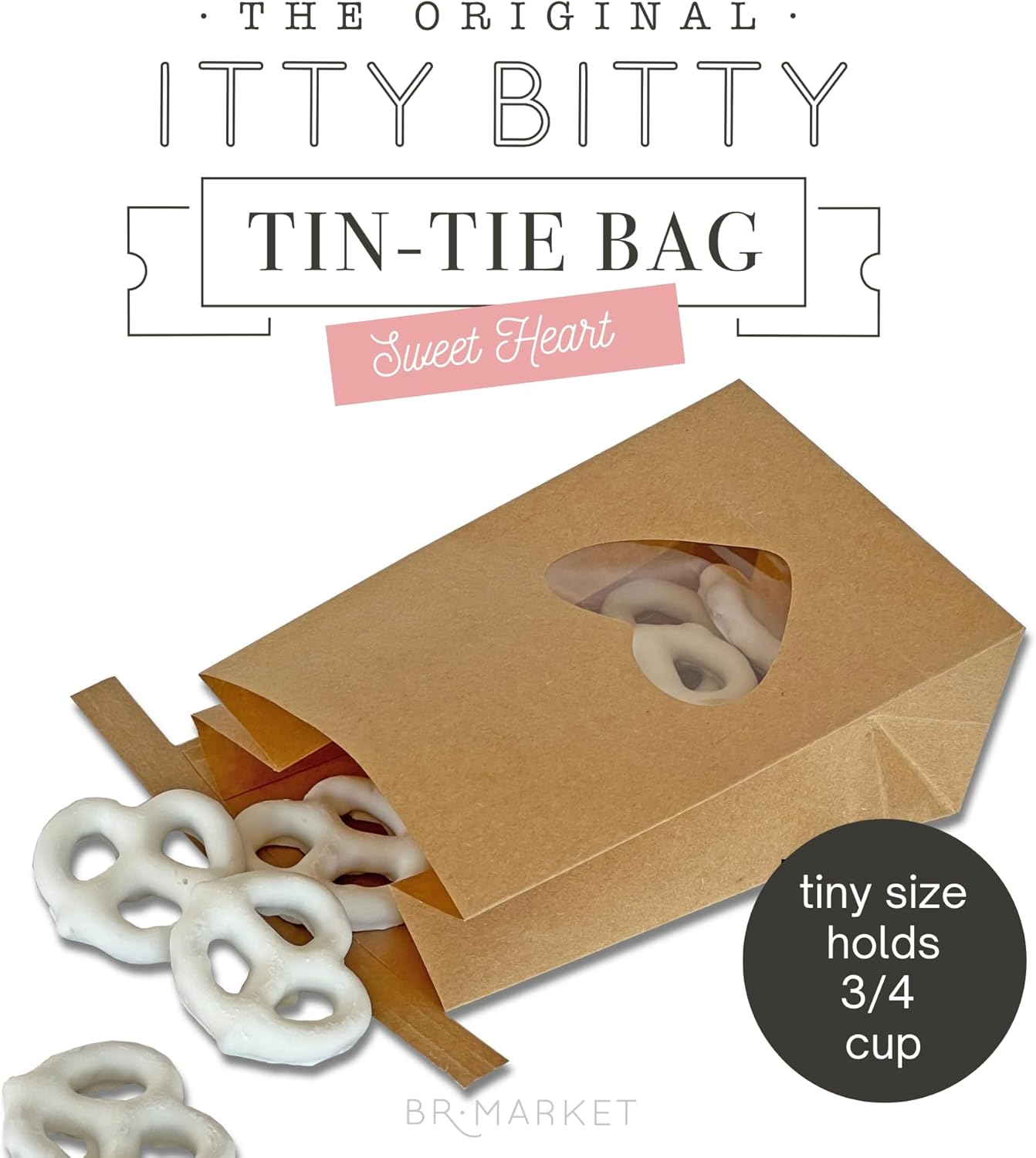 Bolsas de panadería con ventana de corazón, bolsas de papel kraft extra pequeñas, 100 unidades de 3.3 x 5.5 x 2 pulgadas, bolsas de bloqueo de