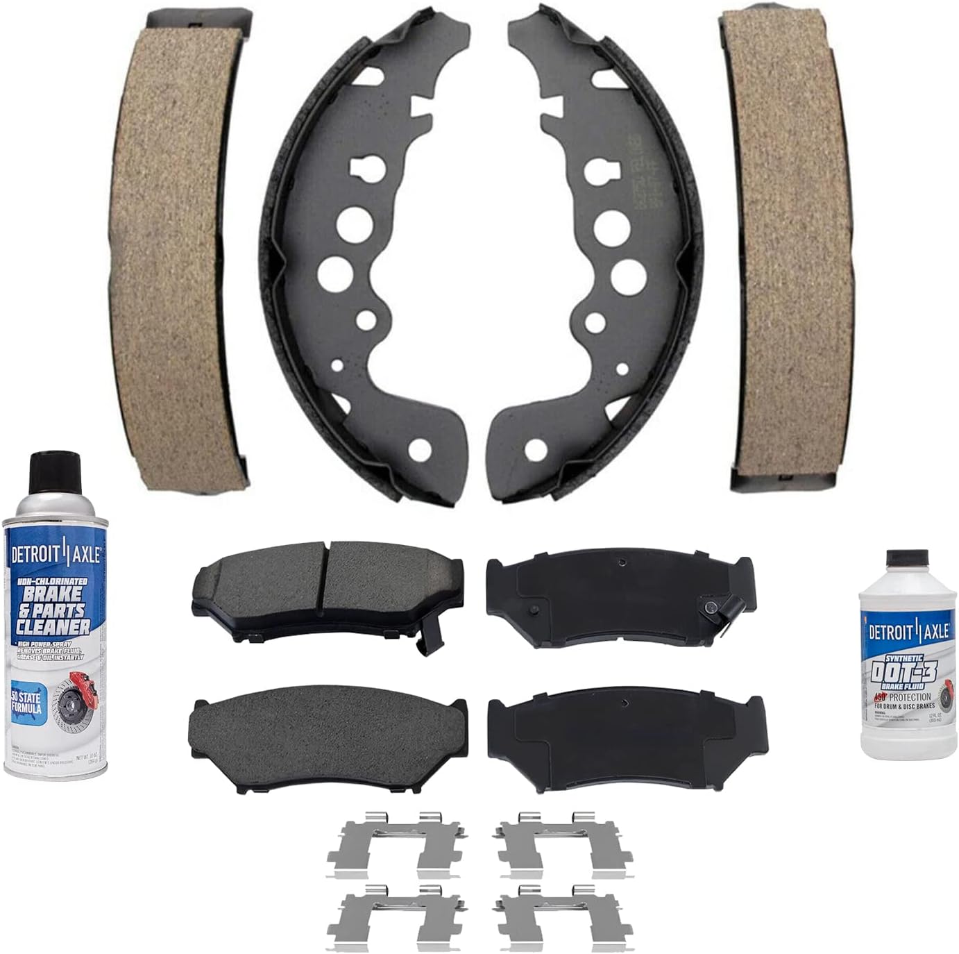 Detroit Axle – Pastillas de freno semimetálicas delanteras y zapatas de freno traseras de repuesto para Chevrolet Tracker Suzuki Vitara 1999-2004 –