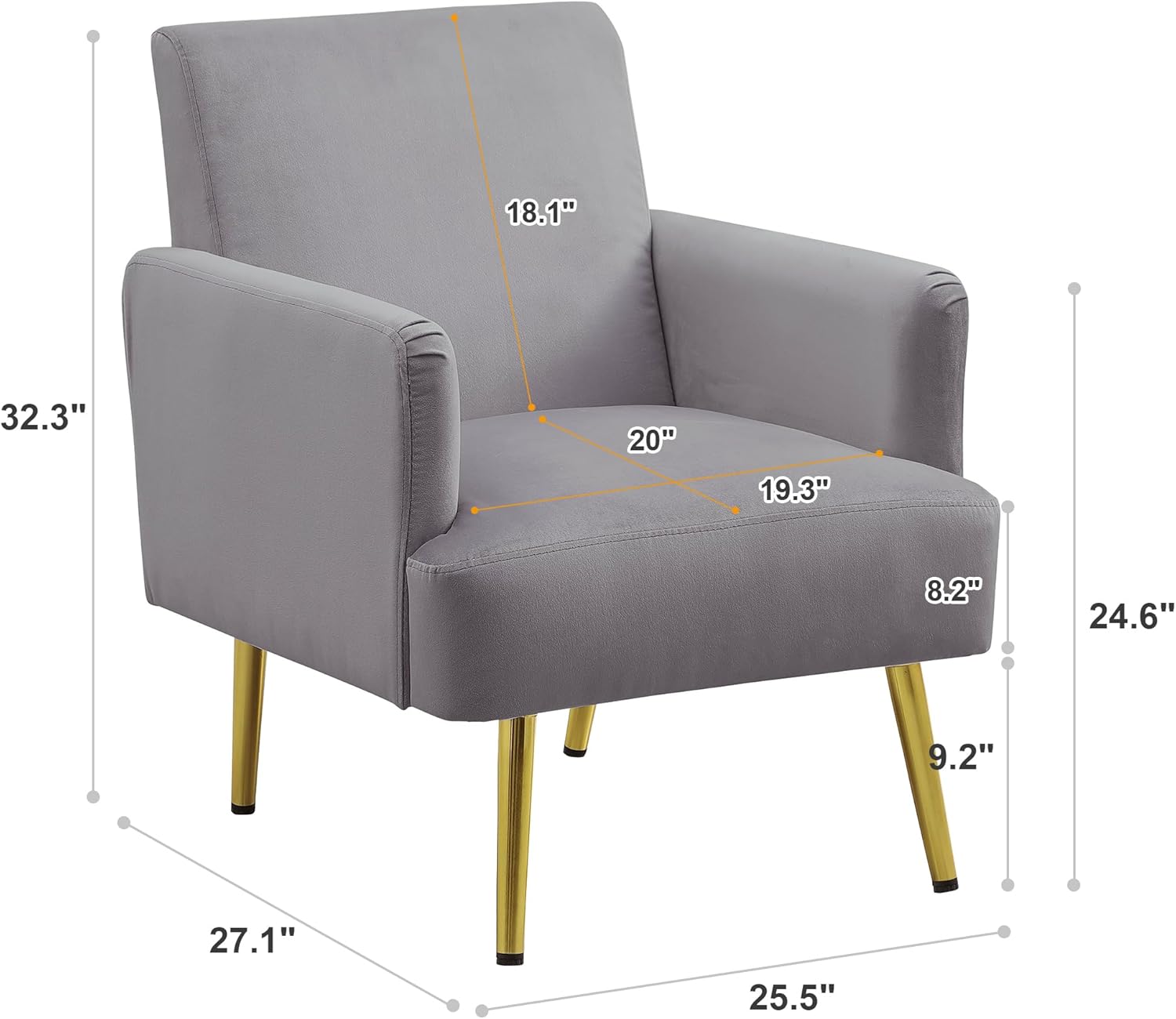 Juego de 2 sillas decorativas de terciopelo, sillón moderno de sherpa con patas de metal dorado, cómodo sillón de club de barril, silla de lectura