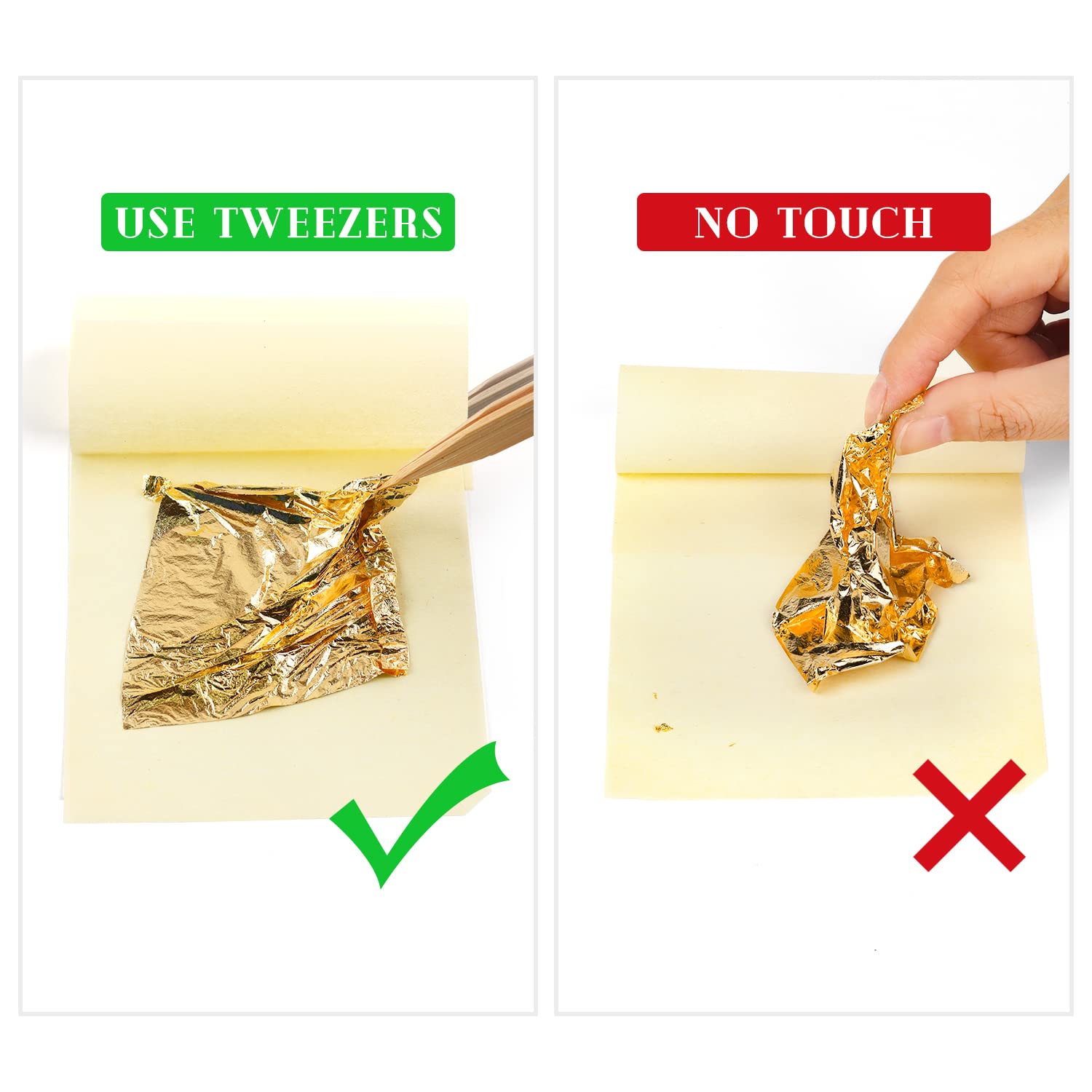 Cobakey Hojas de oro comestibles de 3.15 x 3.15 pulgadas, hojas de oro auténtico de 24 quilates, 5 piezas para decoración de alimentos, bebidas y