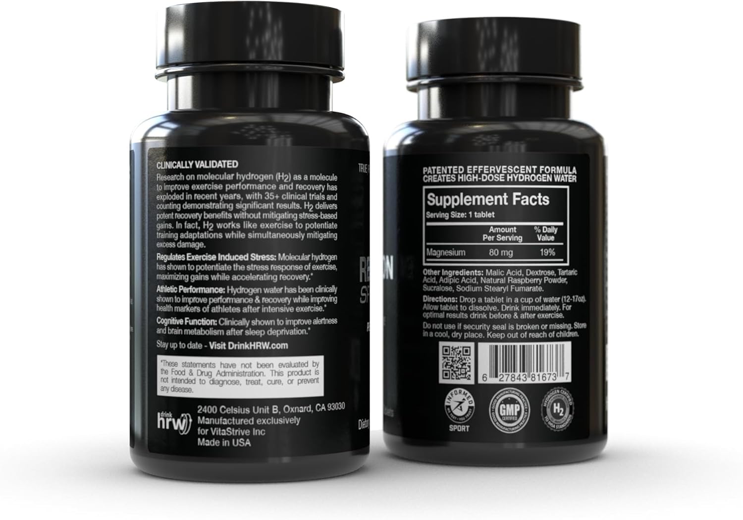 DRINK HRW Rejuvenation Sport Tabletas de hidrógeno molecular dosis más alta y concentración de cualquier tecnología de agua de hidrógeno, aumenta la