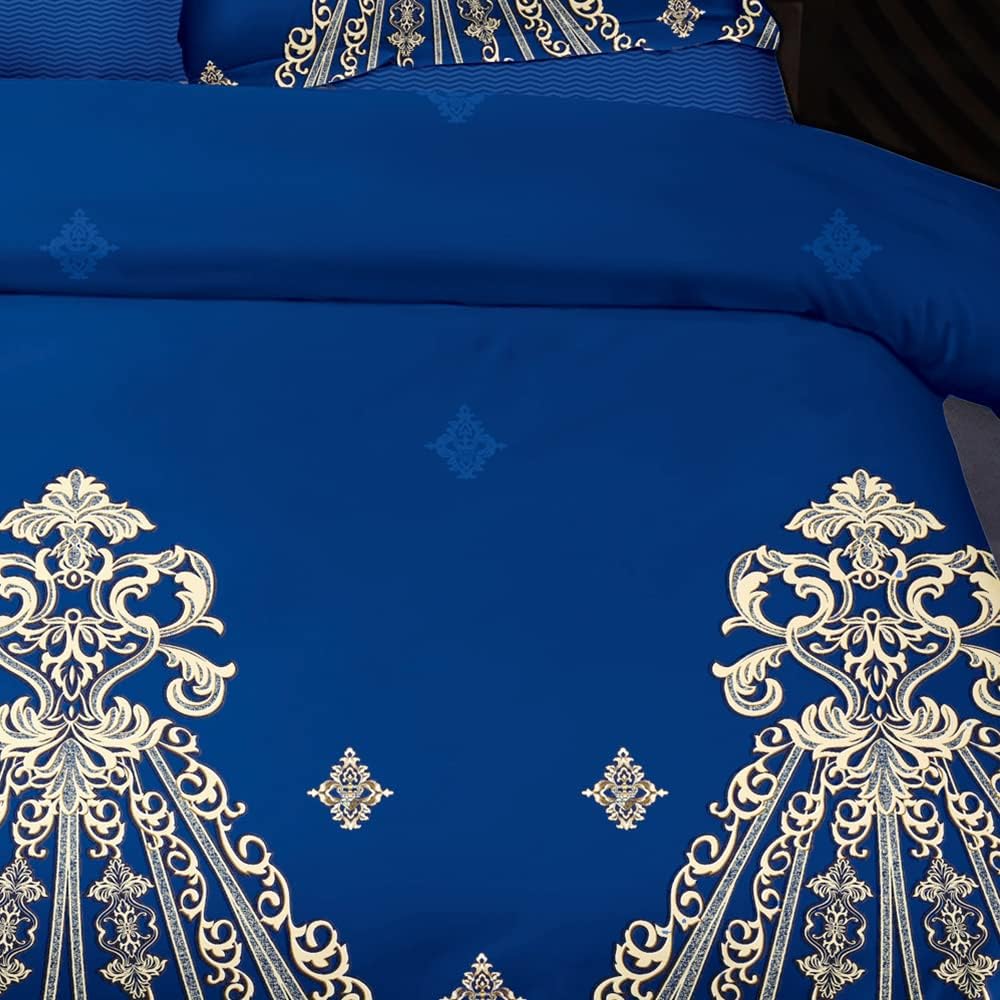 Shatex Juego de edredón azul tamaño individual XL, ropa de cama de 2 piezas para todas las estaciones, ultra suave, 100% microfibra de poliéster,