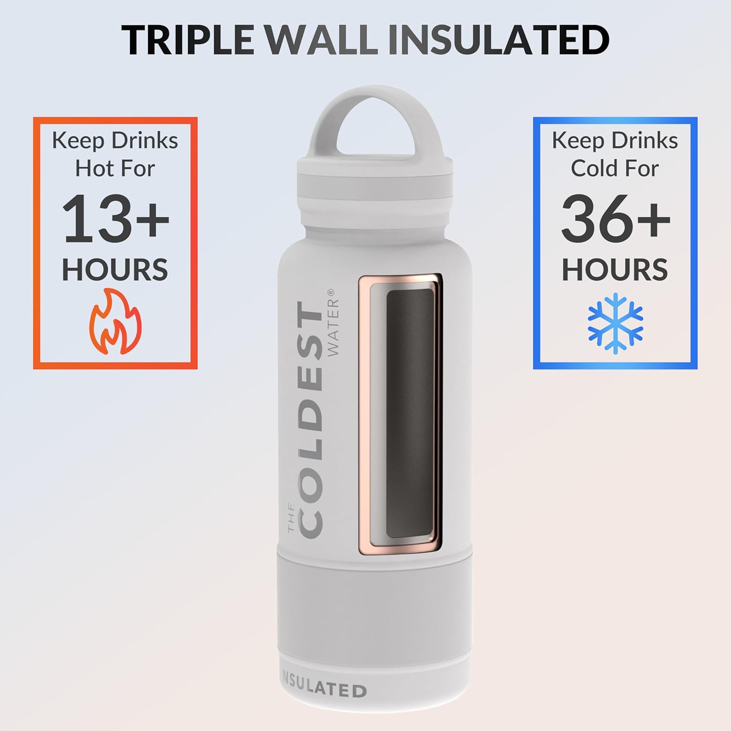 The Coldest Water Botella a prueba de fugas (tapa con popote), 32 onzas, de acero inoxidable con aislamiento al vacío, doble pared, térmica, de metal