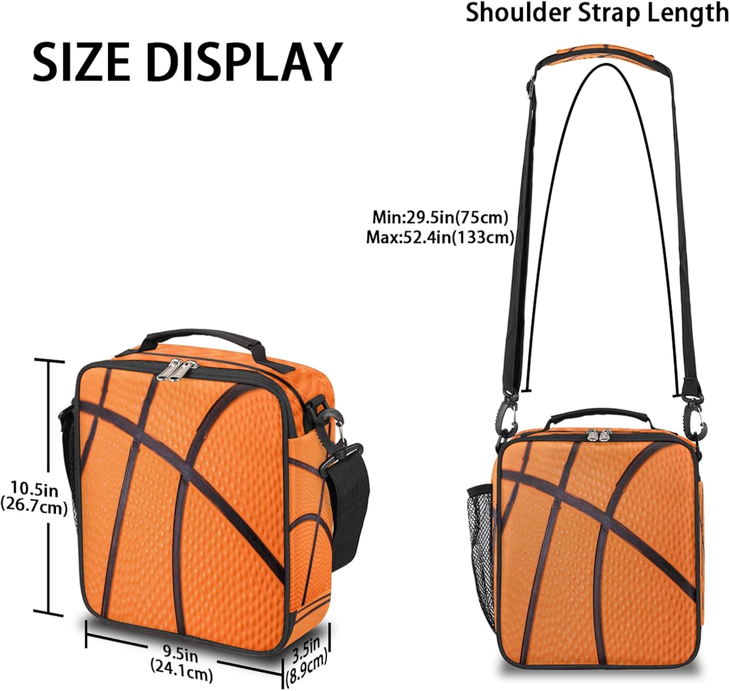 Lonchera de baloncesto para niños, con textura de baloncesto, bolsa de almuerzo aislada para niñas y niños, hielera deportiva, bolsa de preparación